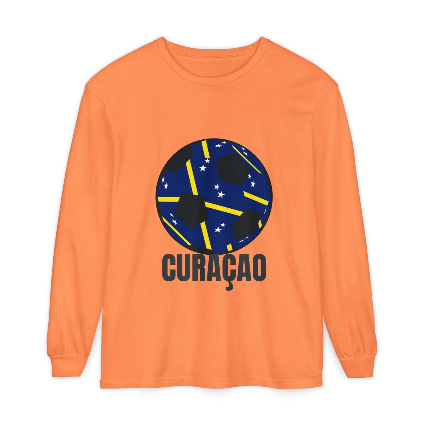 Curacao Fan Specialty Soccer Ball Design Long Sleeve Tee