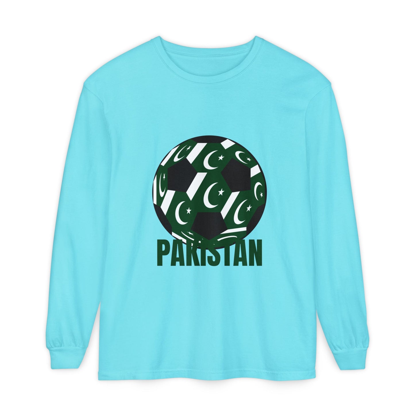 Pakistan Fan Specialty Soccer Ball Design T Shirt  Long Sleeve Tee