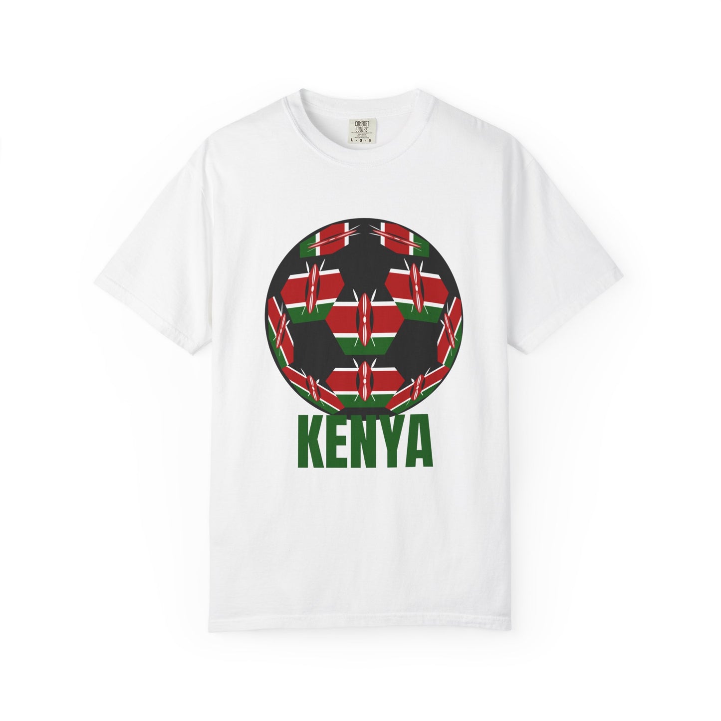 Kenya Fan Specialty Soccer Ball Design T Shirt Green Print