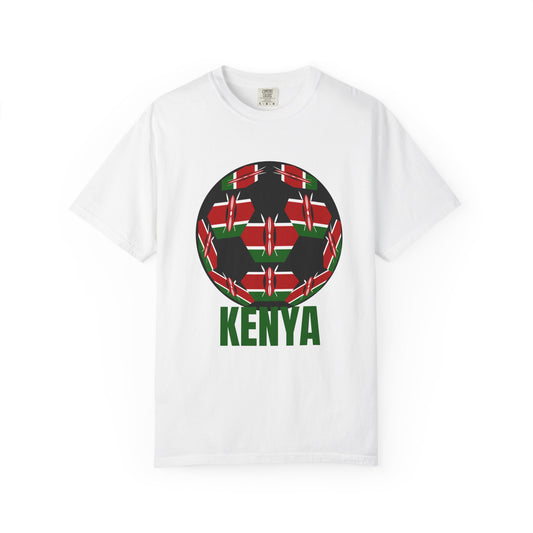 Kenya Fan Specialty Soccer Ball Design T Shirt Green Print
