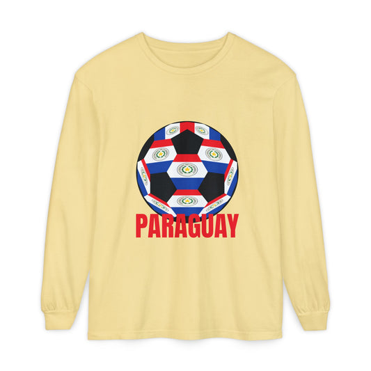 Paraguay Fan Specialty Soccer Ball Design Long Sleeve Tee