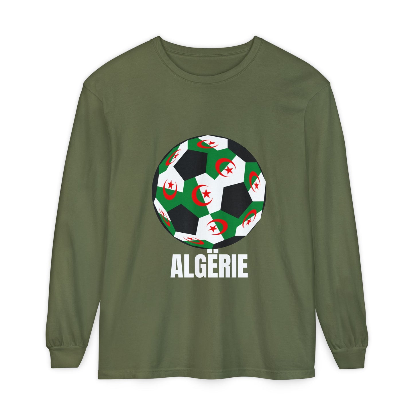 ALGËRIE Fan Specialty Soccer Ball Design Long Sleeve T-Shirt