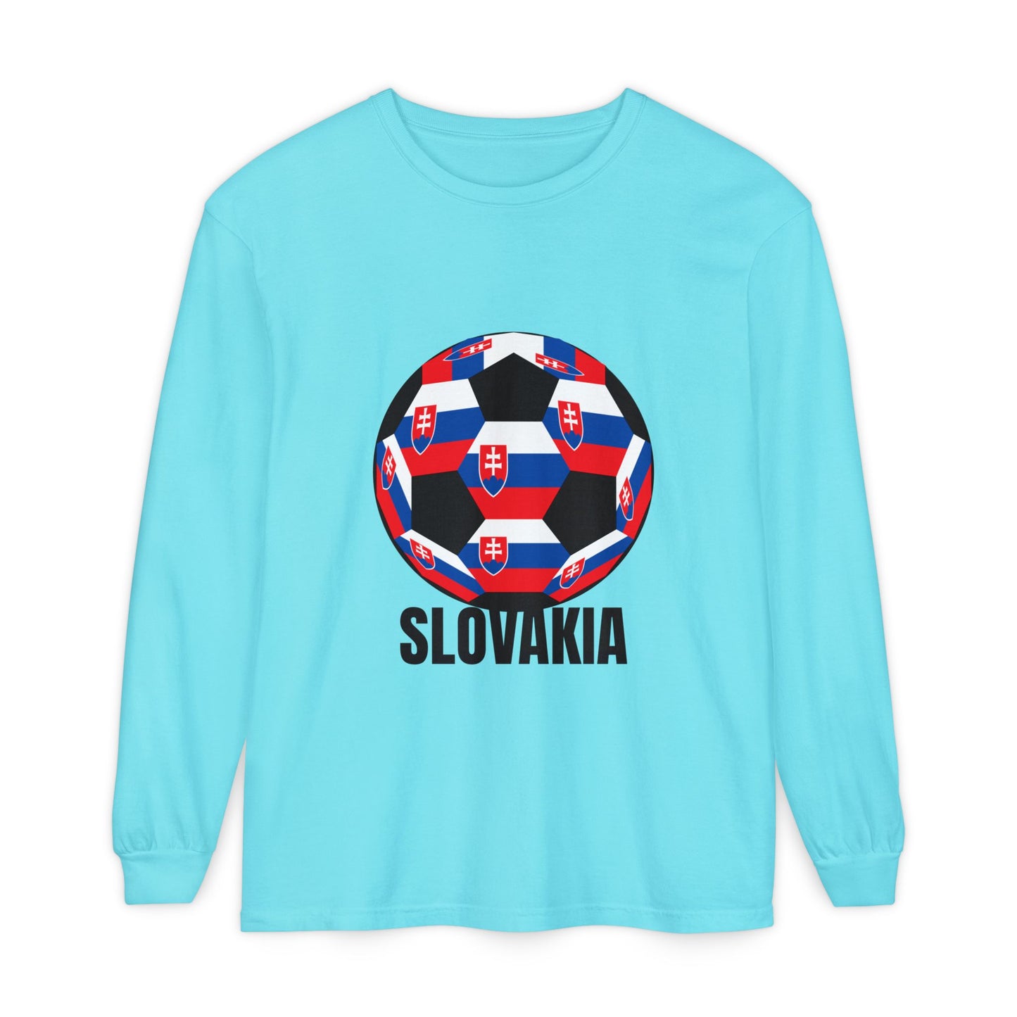 Slovakia Fan Specialty Soccer Ball Design T Shirt Long Sleeve T‑Shirt