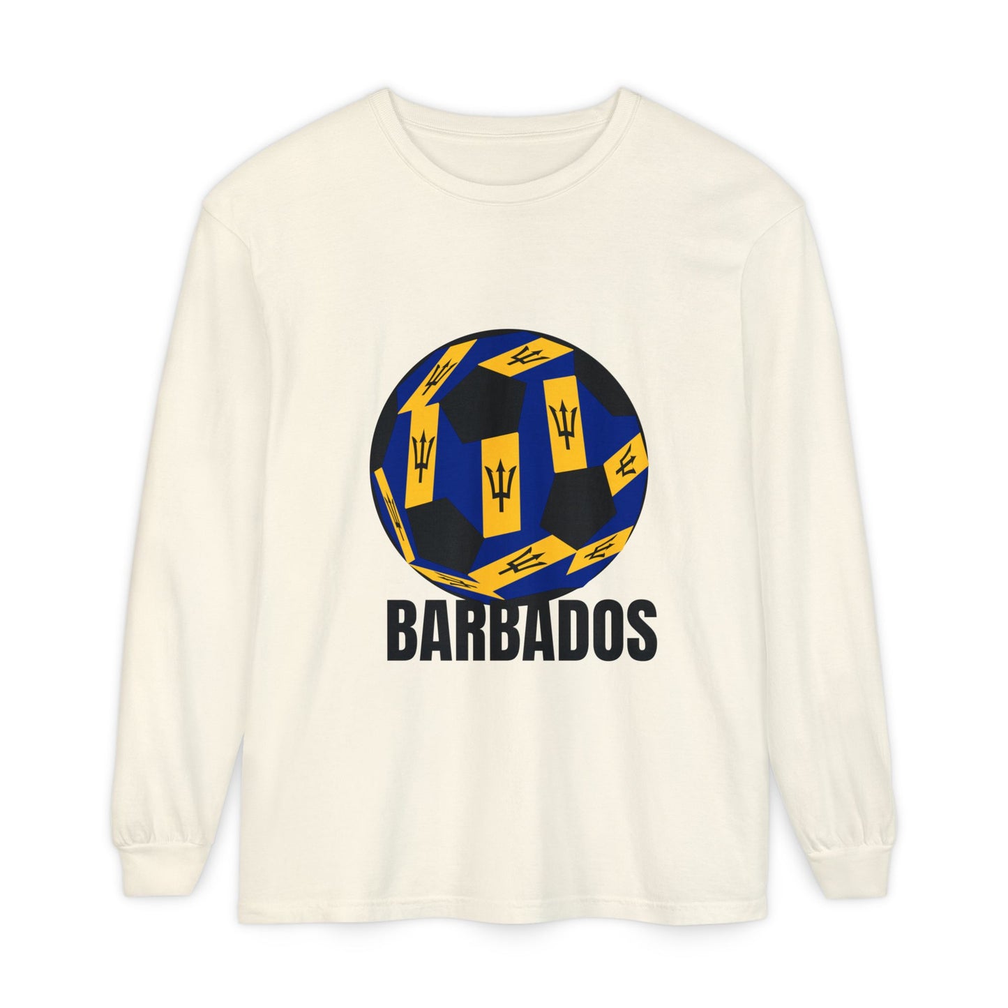 Barbados Fan Specialty Soccer Ball Design Long Sleeve Tee