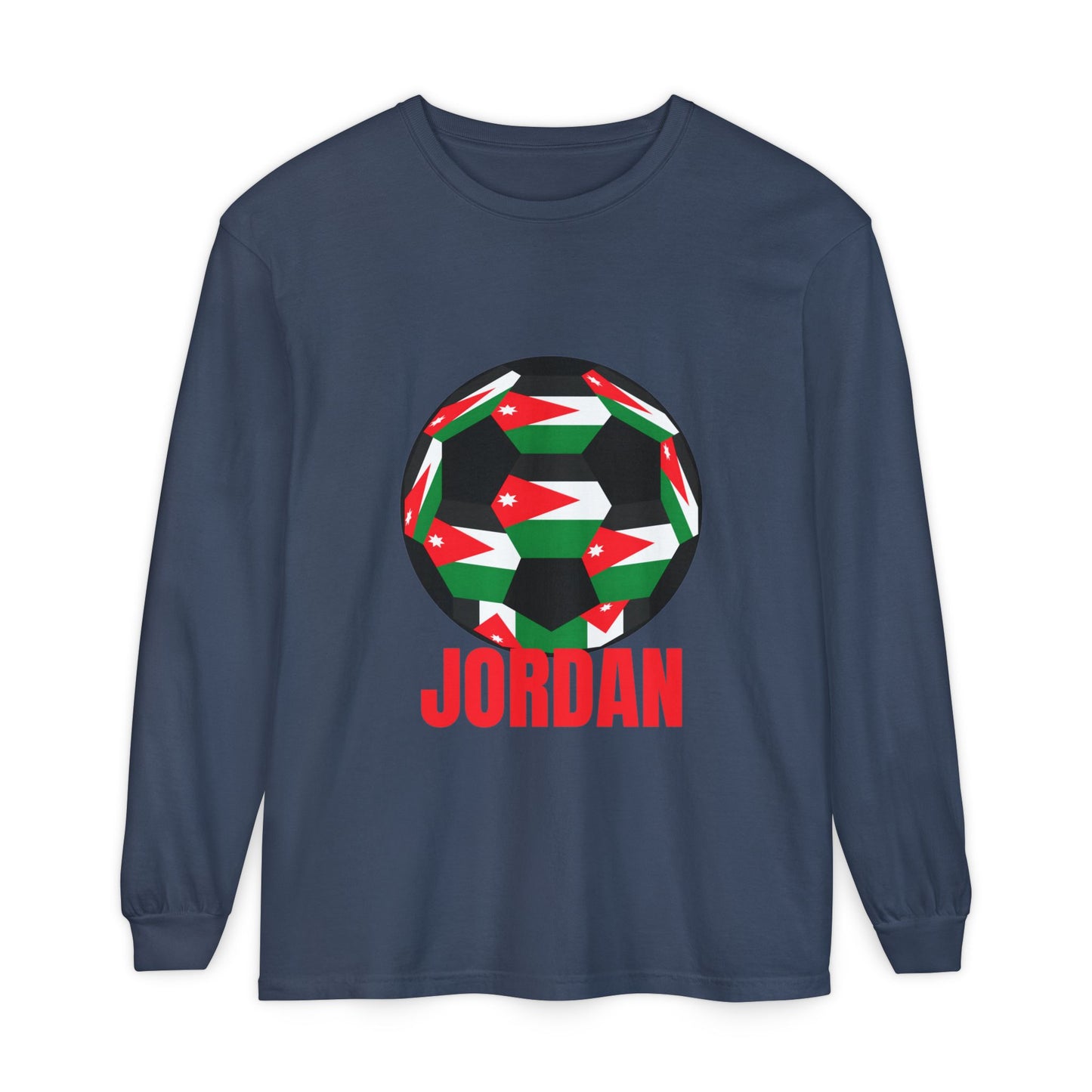 Jordan Fan Specialty Soccer Ball Design T Shirt Long Sleeve Tee