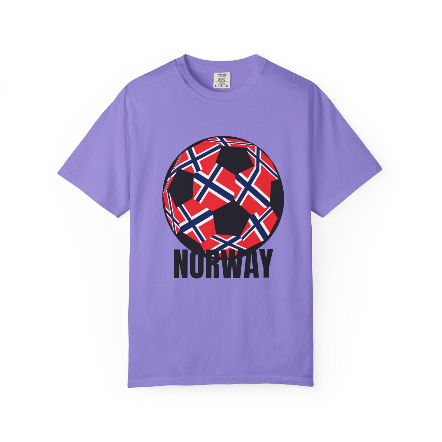 Norway Fan Specialty Soccer Ball Design T Shirt Black Print