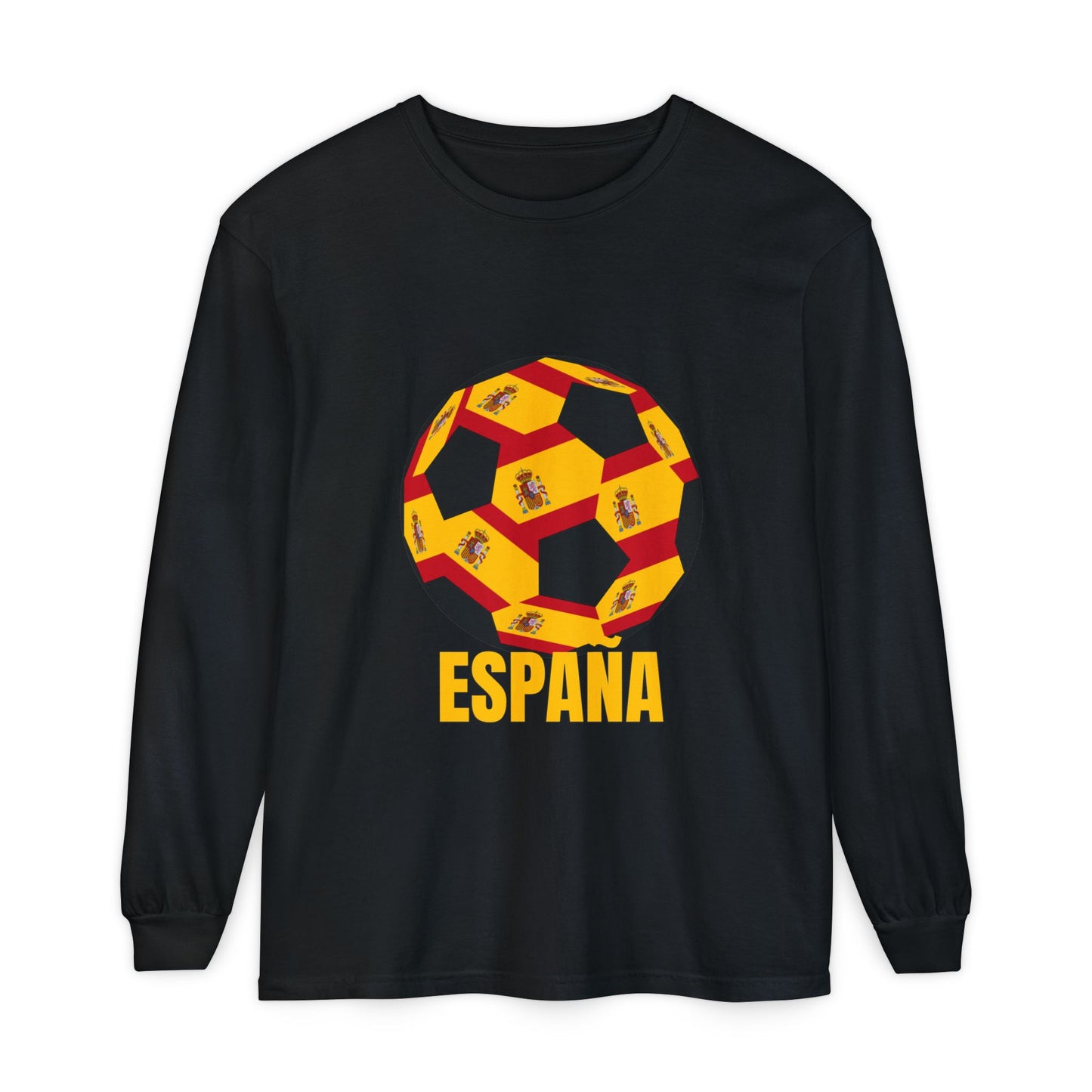 España Soccer Ball Long Sleeve Tee  Gold Text