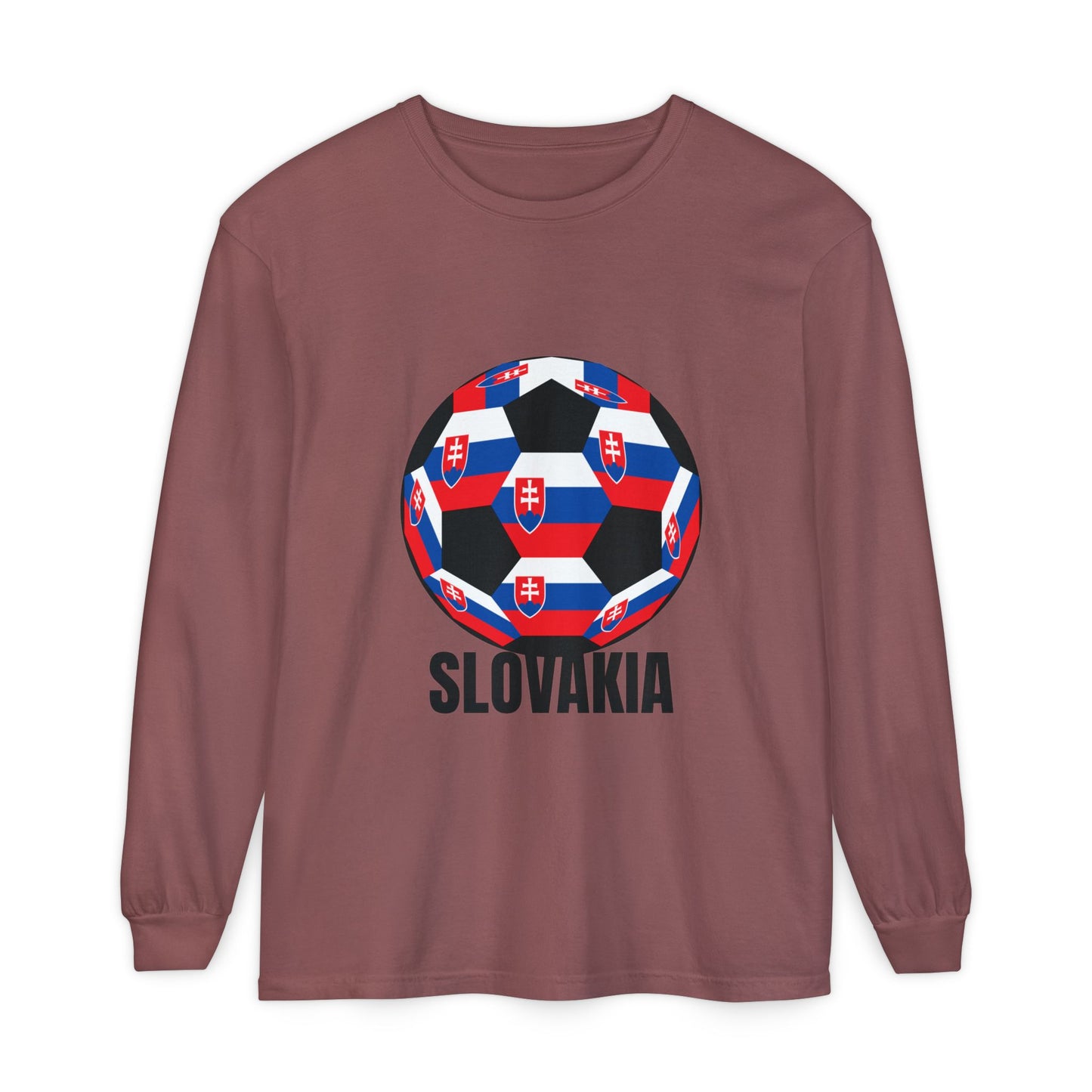 Slovakia Fan Specialty Soccer Ball Design T Shirt Long Sleeve T‑Shirt