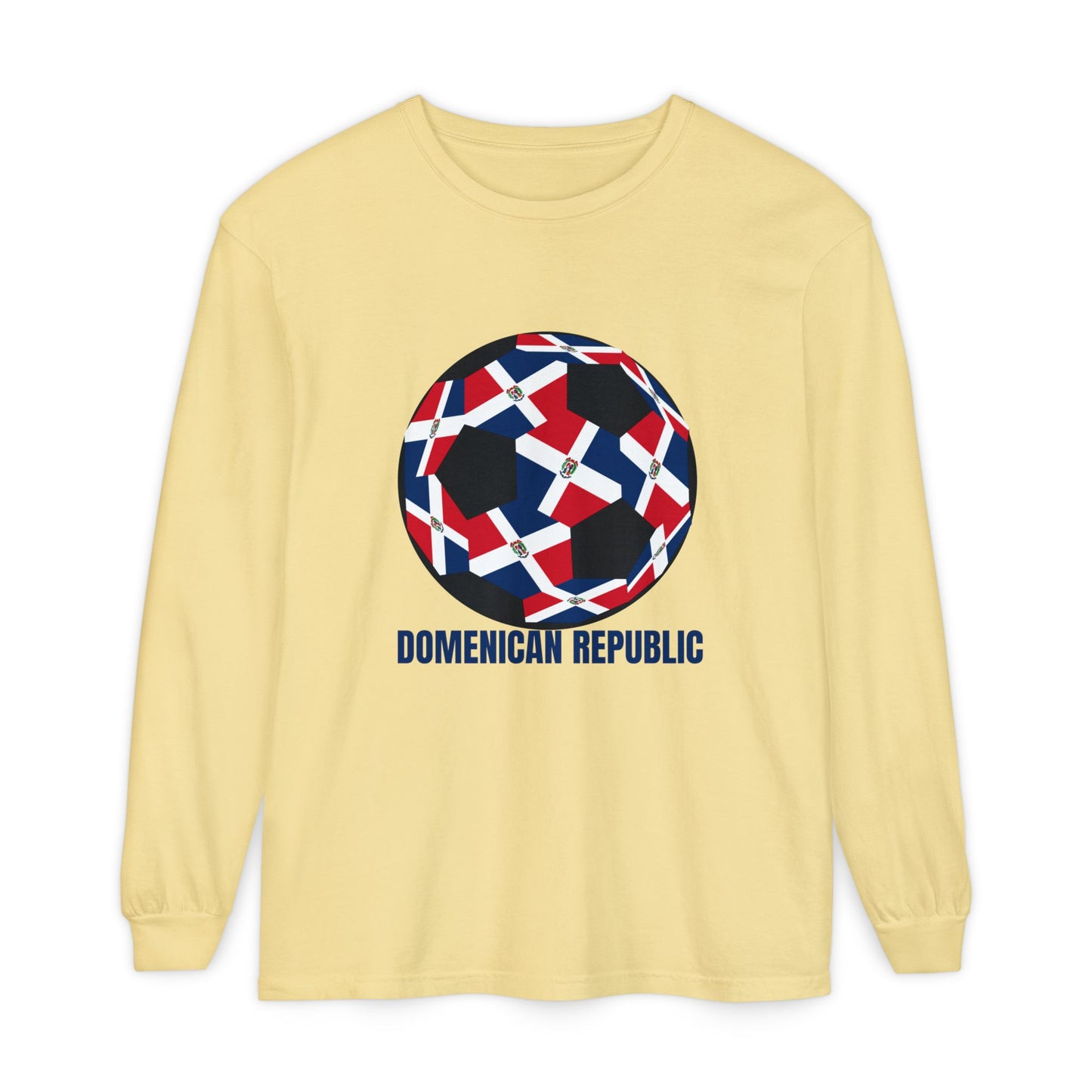 Domenican Republic Fan Specialty Soccer Ball Design Long Sleeve Tee