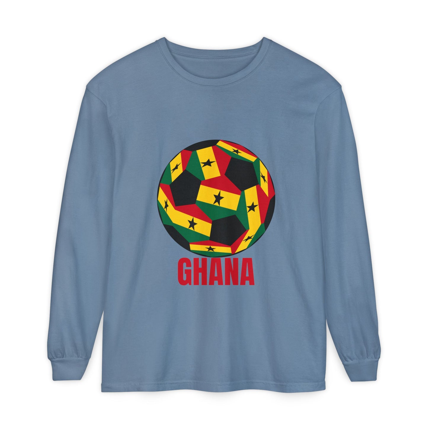 Ghana Fan Specialty Soccer Ball Design Long Sleeve Tee