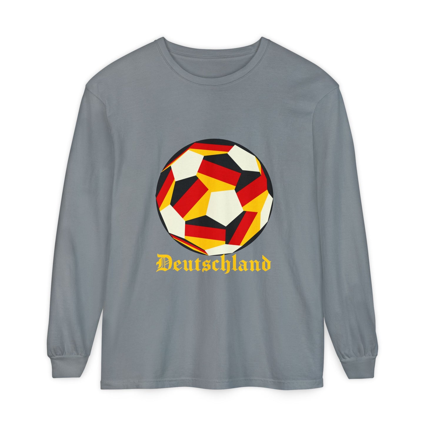 Deutschland Fan Specialty Soccer Ball Design Long Sleeve Tee