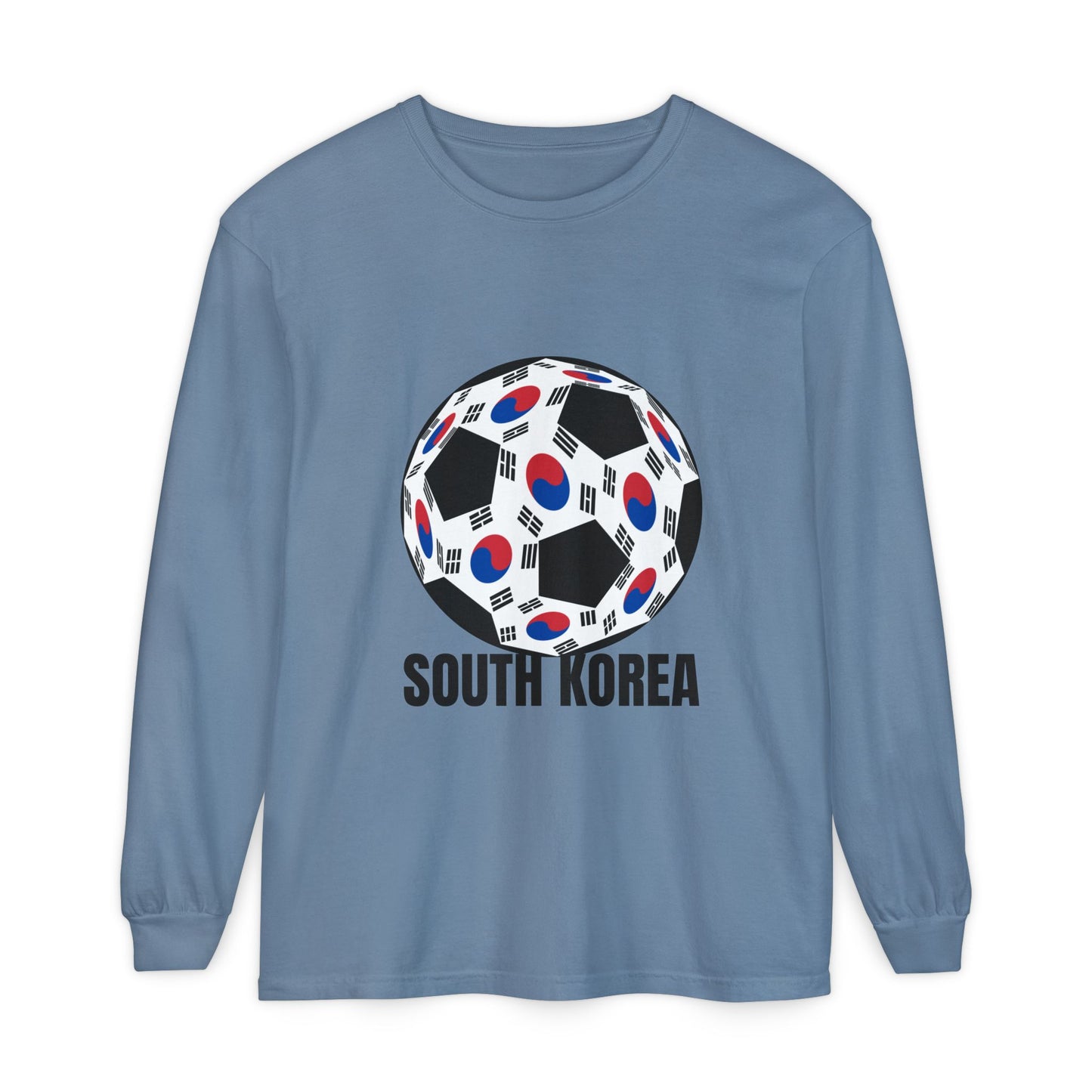 South Korea Fan Specialty Soccer Ball Design Long Sleeve Tee Black Text