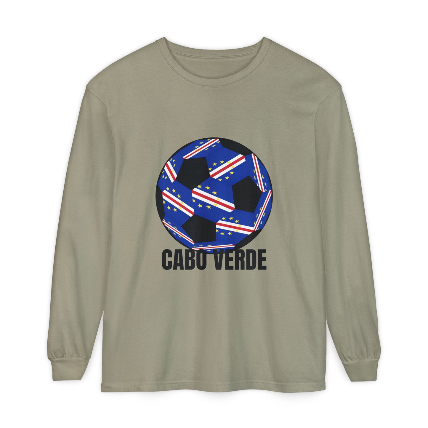 Cabo Verde Fan Specialty Soccer Ball Design Long Sleeve T-Shirt