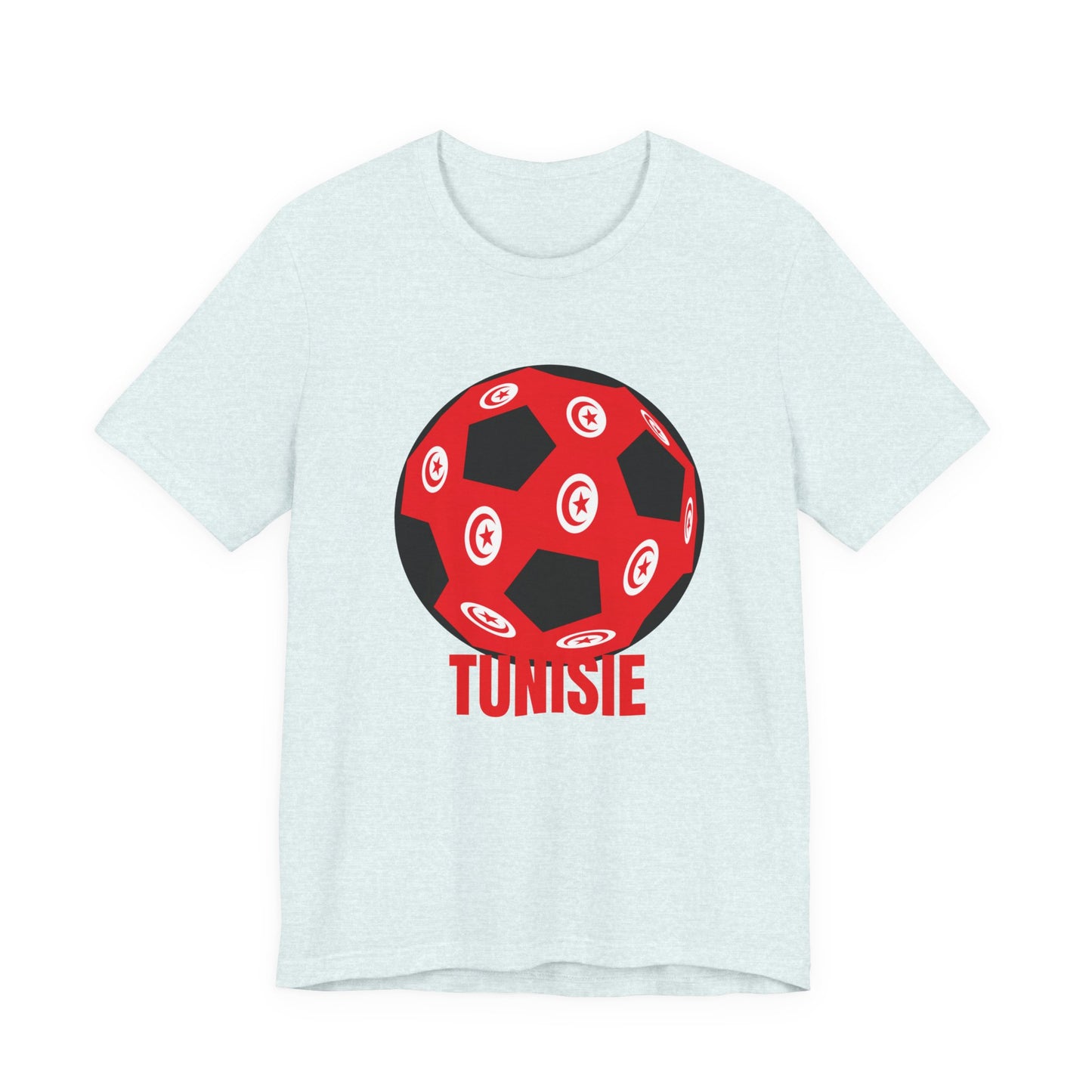 Tunisie Fan Specialty Soccer Ball Design T Shirt Tee Red Text