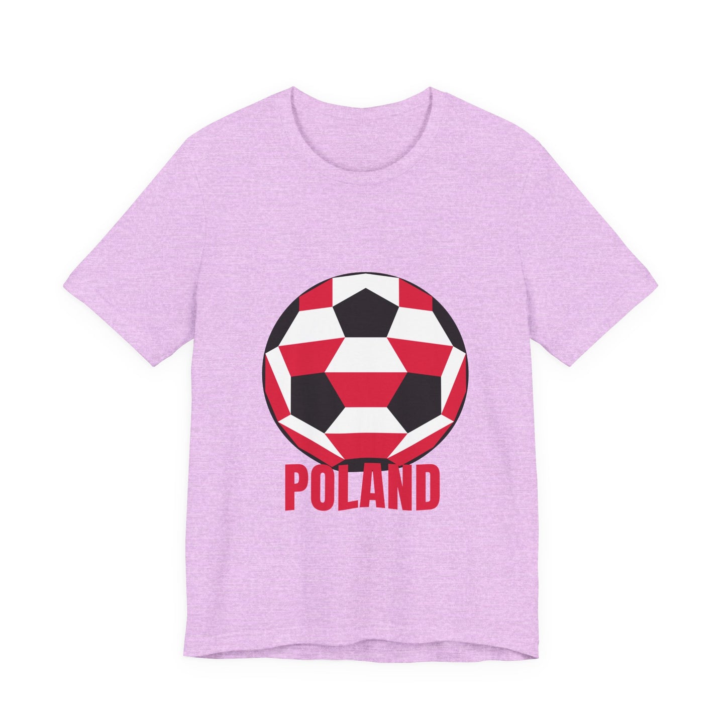 Poland Fan Specialty Soccer Ball Design T Shirt Red Text