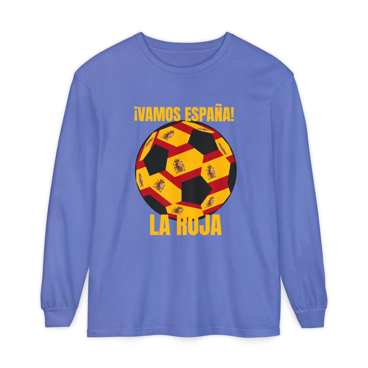 La Roja Soccer Long Sleeve Tee — ¡Vamos España! Gold Text