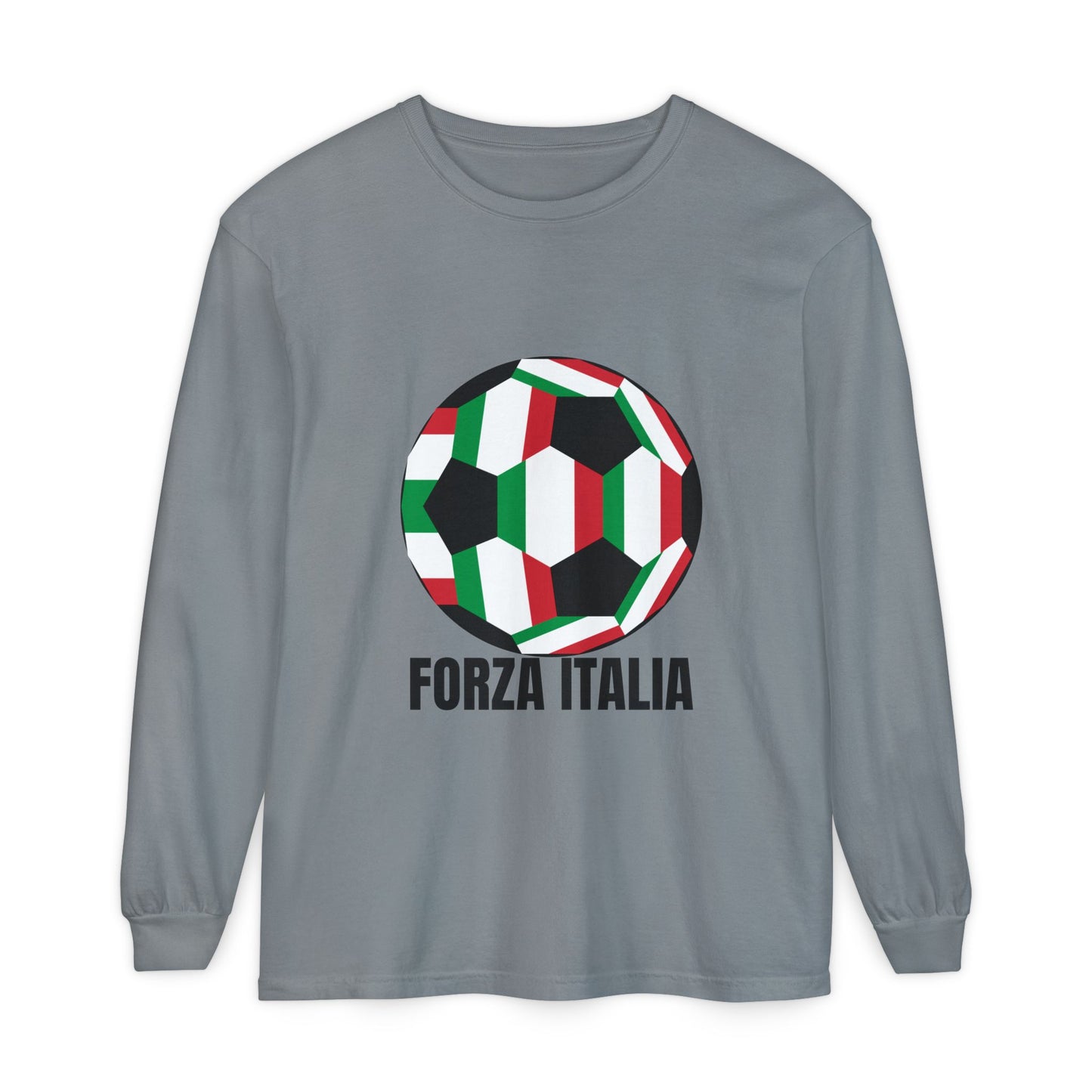 Forza Italia Fan Specialty Soccer Ball Design Long Sleeve T-Shirt