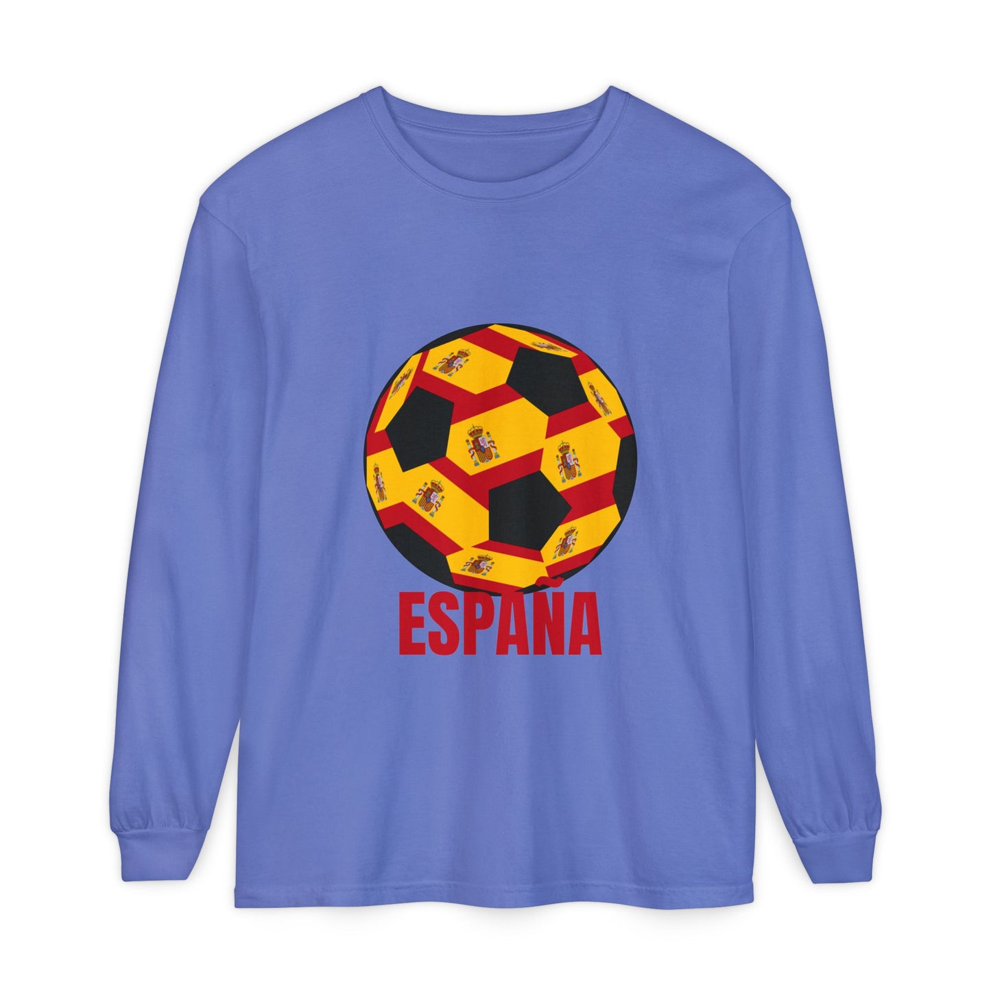 España Soccer Ball Design Long Sleeve Shirt Red Text