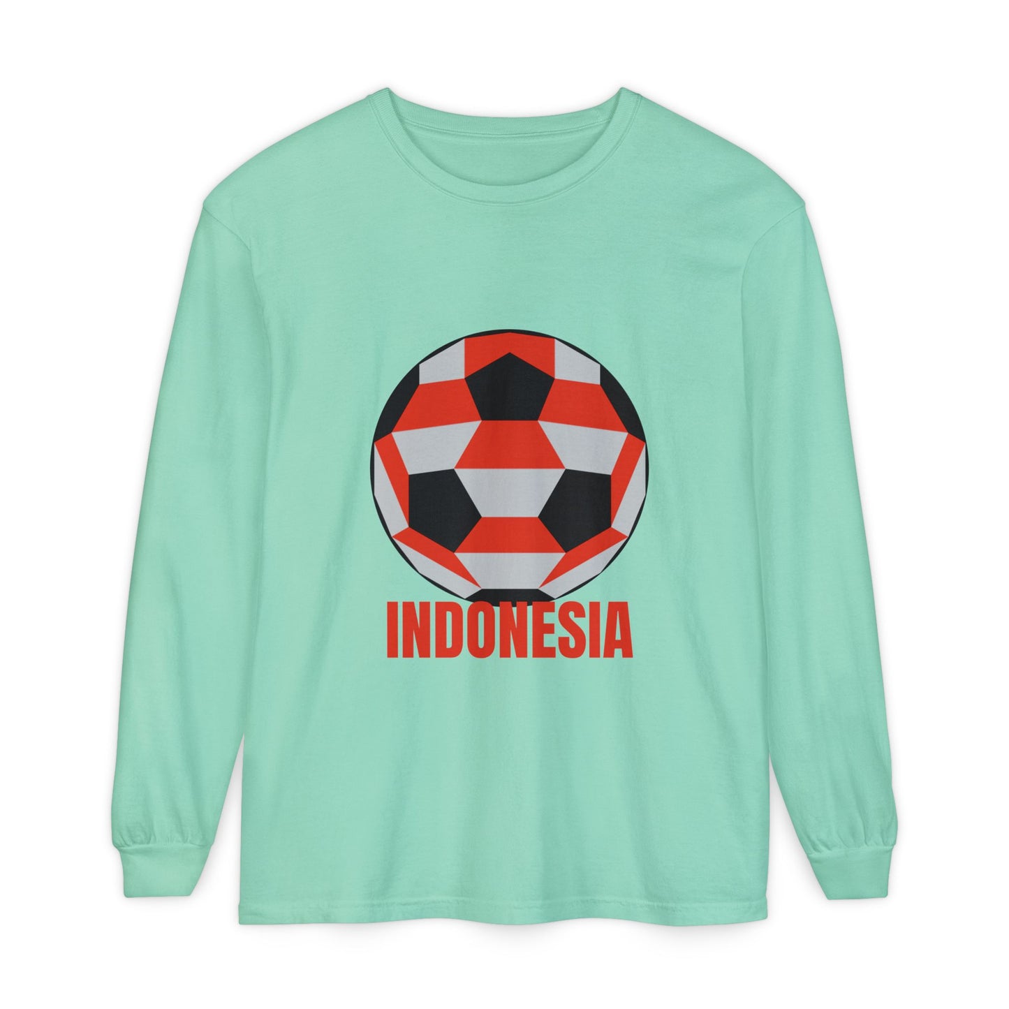 Indonesia Fan Specialty Soccer Ball Design Long Sleeve T-Shirt