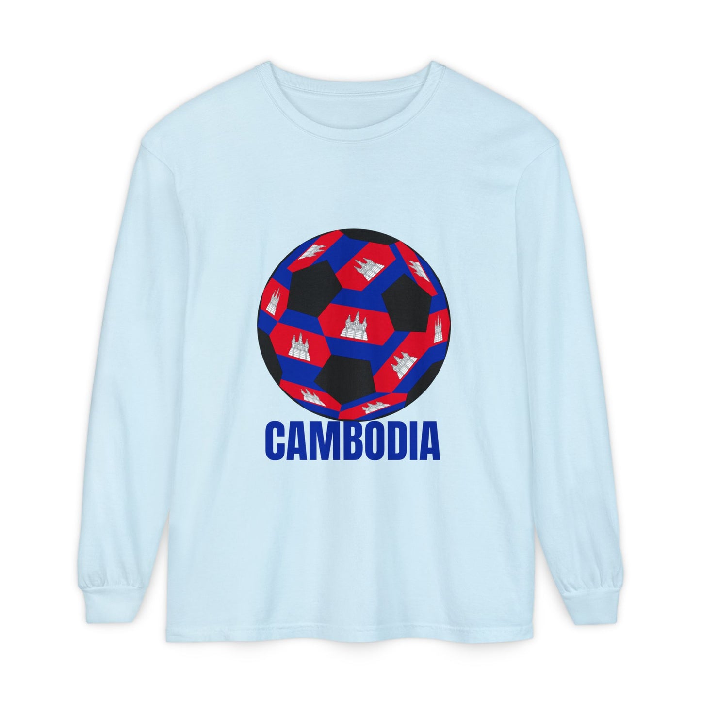 Cambodia Fan Specialty Soccer Ball Design Long Sleeve Tee