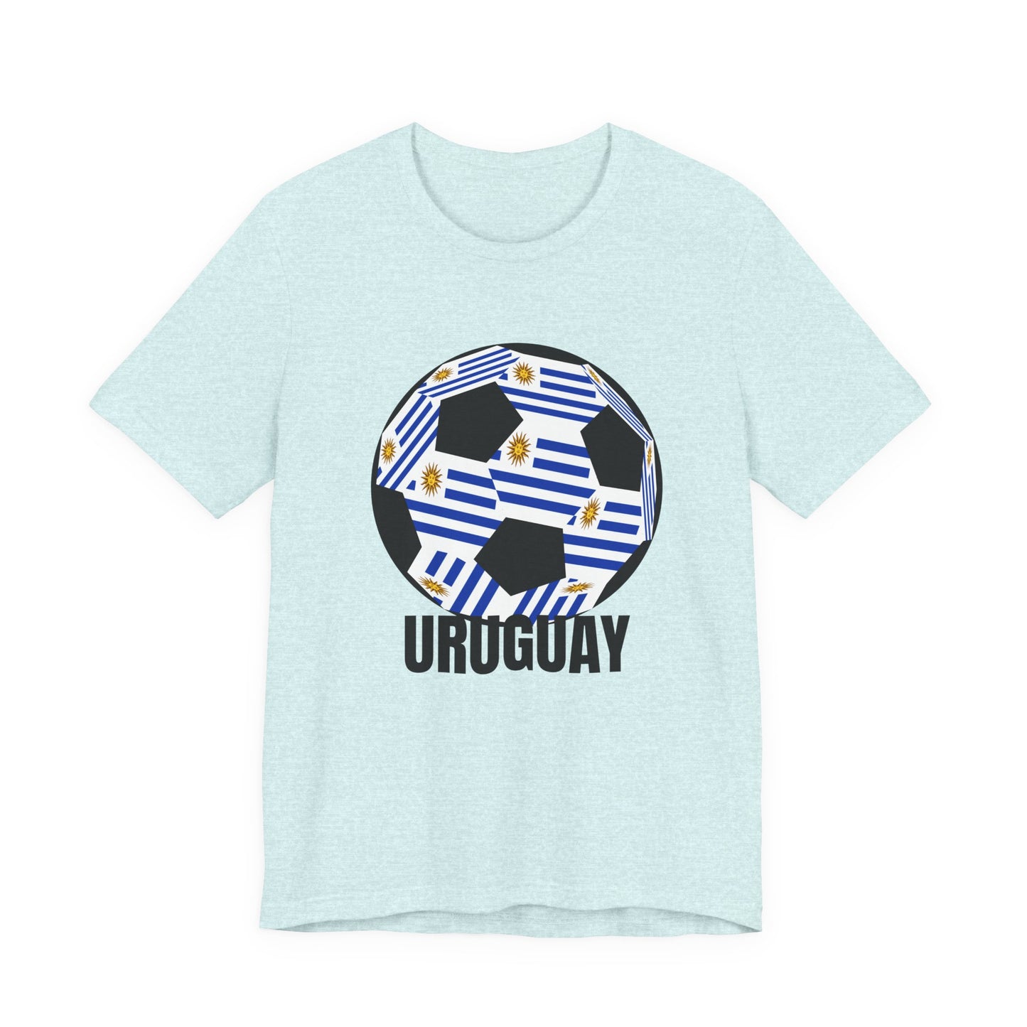 Uruguay Fan Specialty Soccer Ball Design T Shirt Black Text