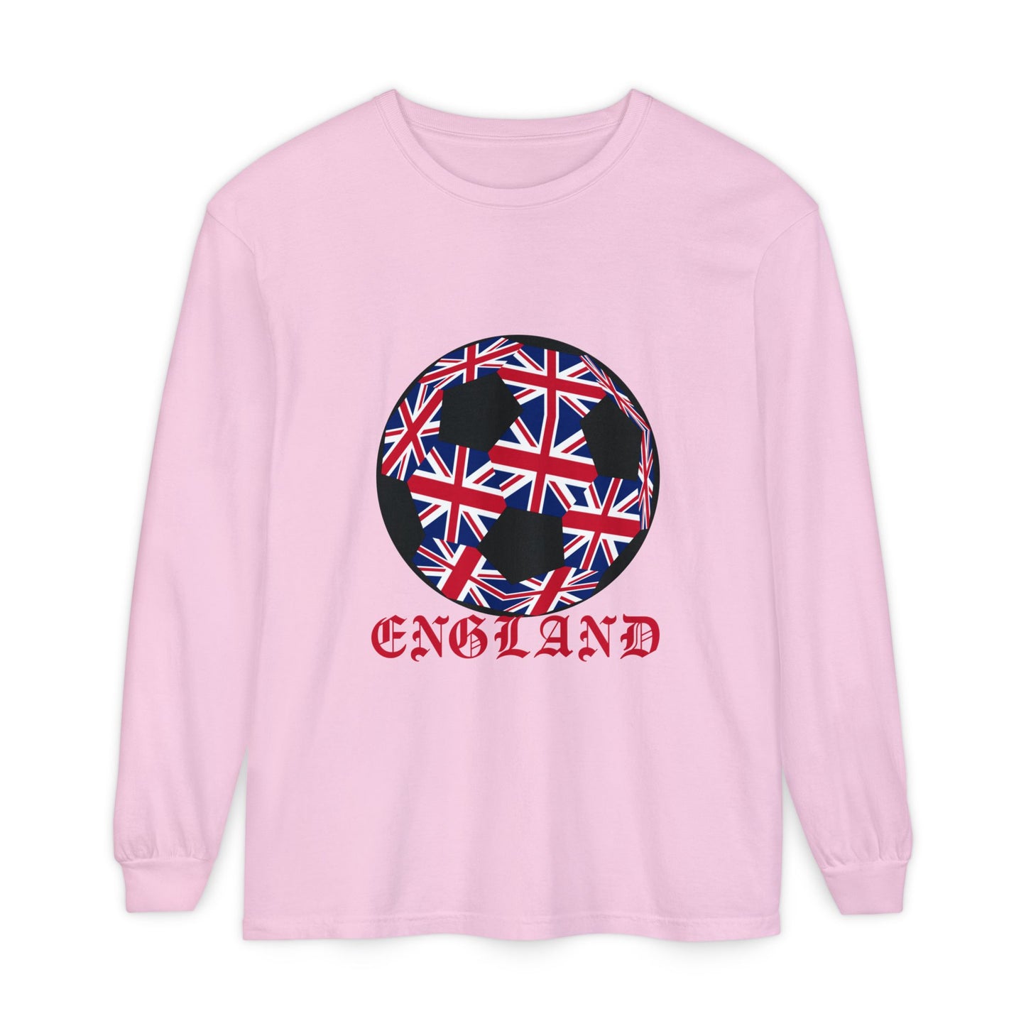 Old English Style Specialty Soccer Ball Design Long Sleeve Tee