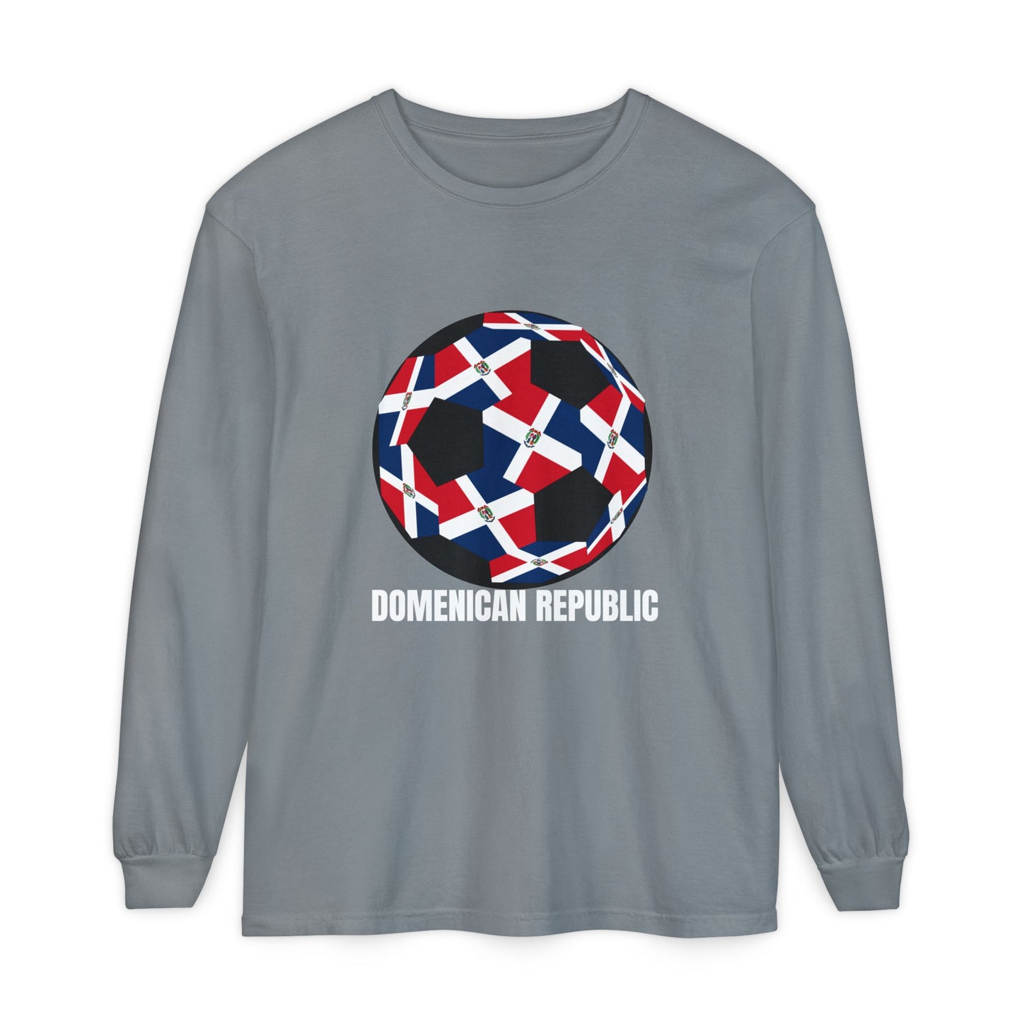Domenican Republic Fan Specialty Soccer Ball Design Long Sleeve Tee
