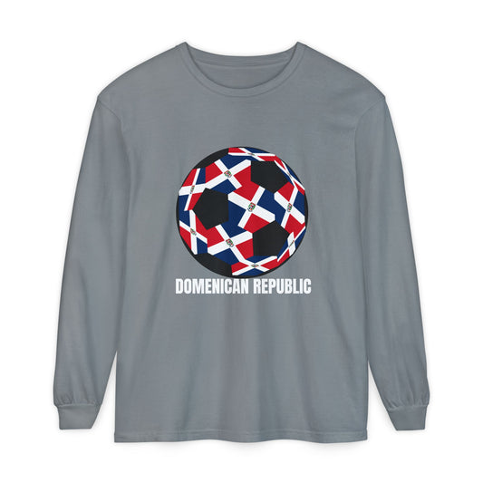 Domenican Republic Fan Specialty Soccer Ball Design Long Sleeve Tee