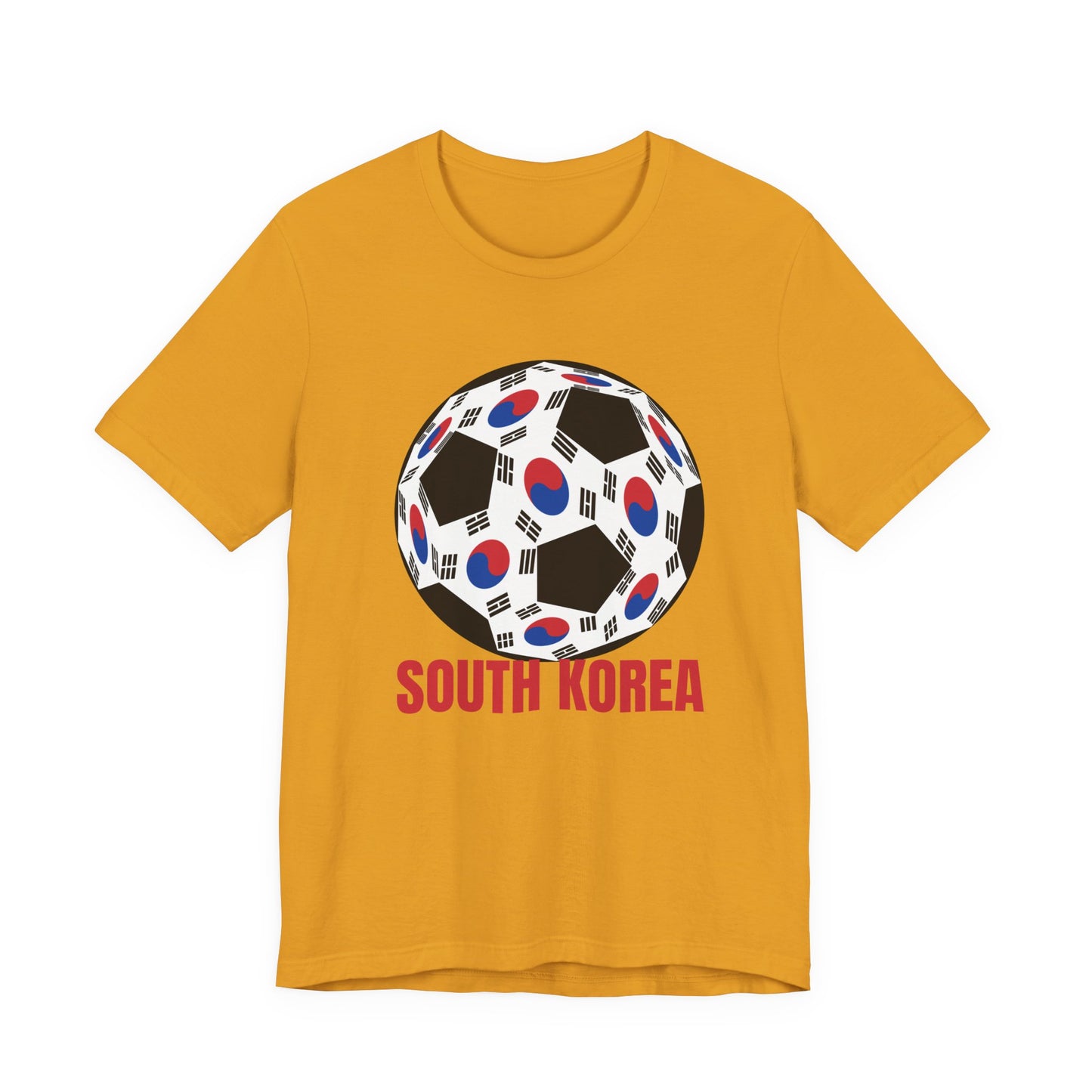 South Korea Fan Specialty Soccer Ball Design T Shirt Red Text