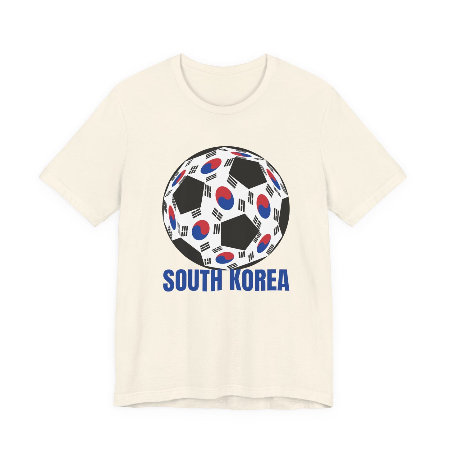 South Korea Fan Specialty Soccer Ball Design T Shirt Tee Blue Text