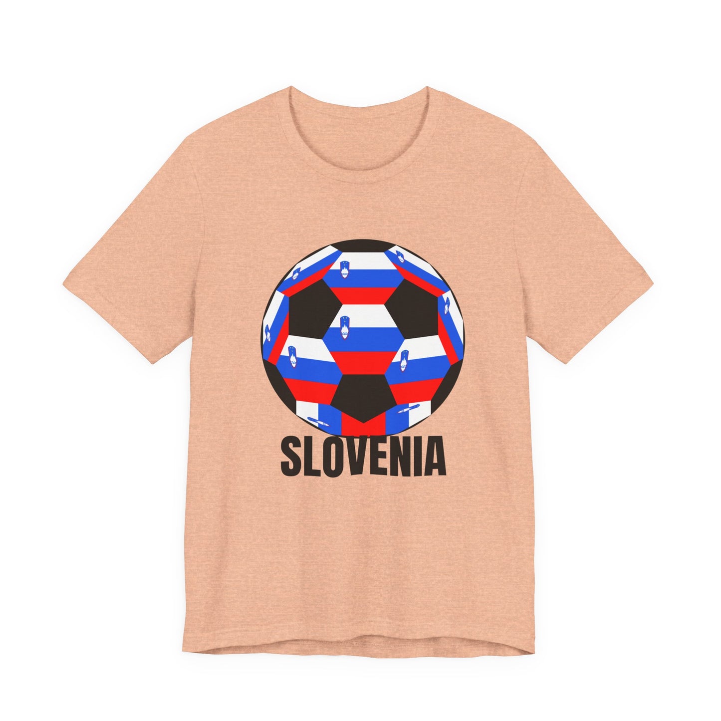 Slovenia Fan Specialty Soccer Ball Design T Shirt Black Text