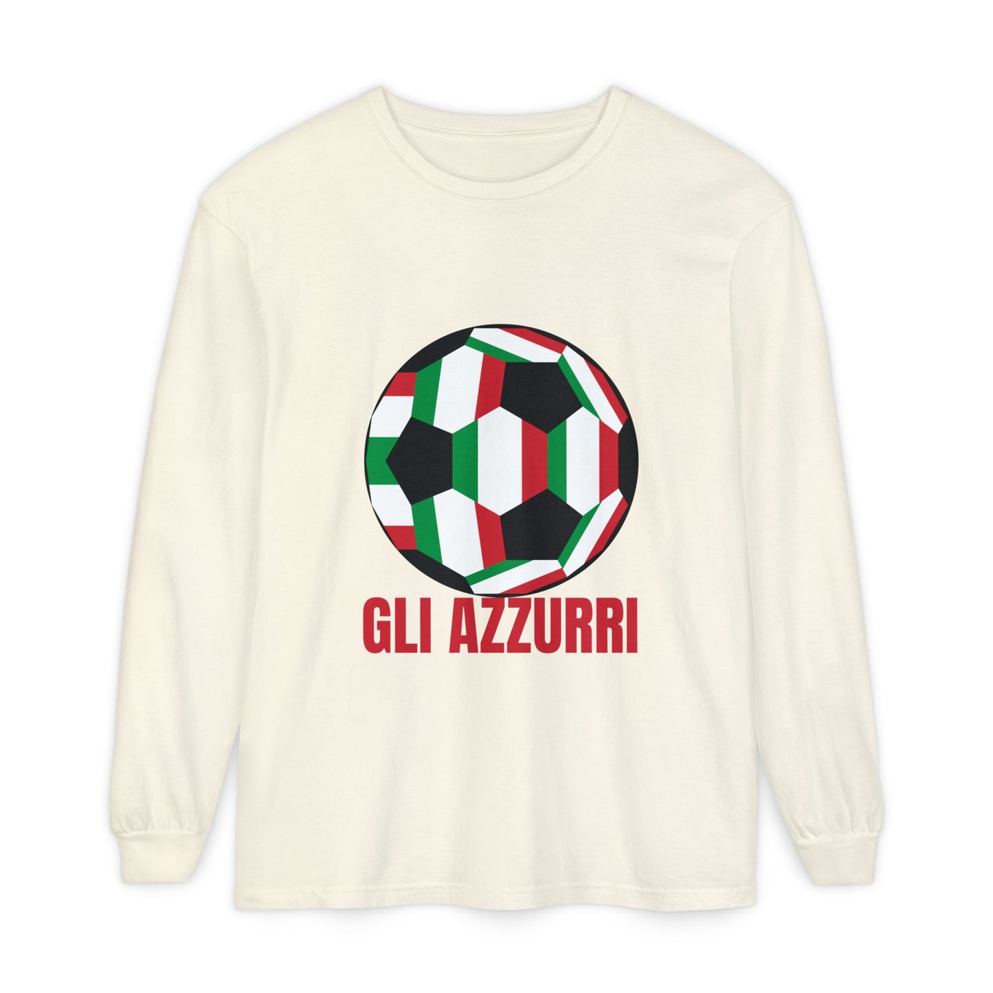 Gli Azzurri Fan Specialty Soccer Ball Design Long Sleeve Tee