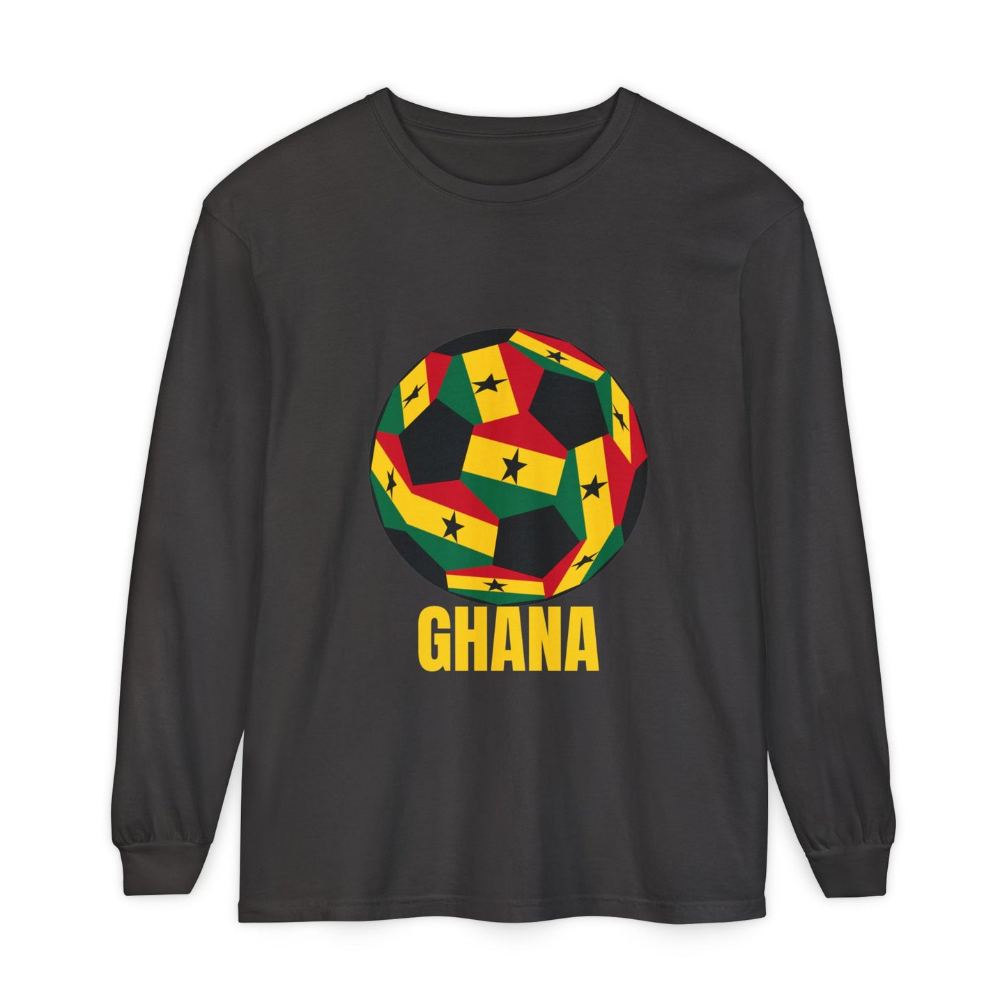 Ghana Fan Specialty Soccer Ball Design Long Sleeve Tee