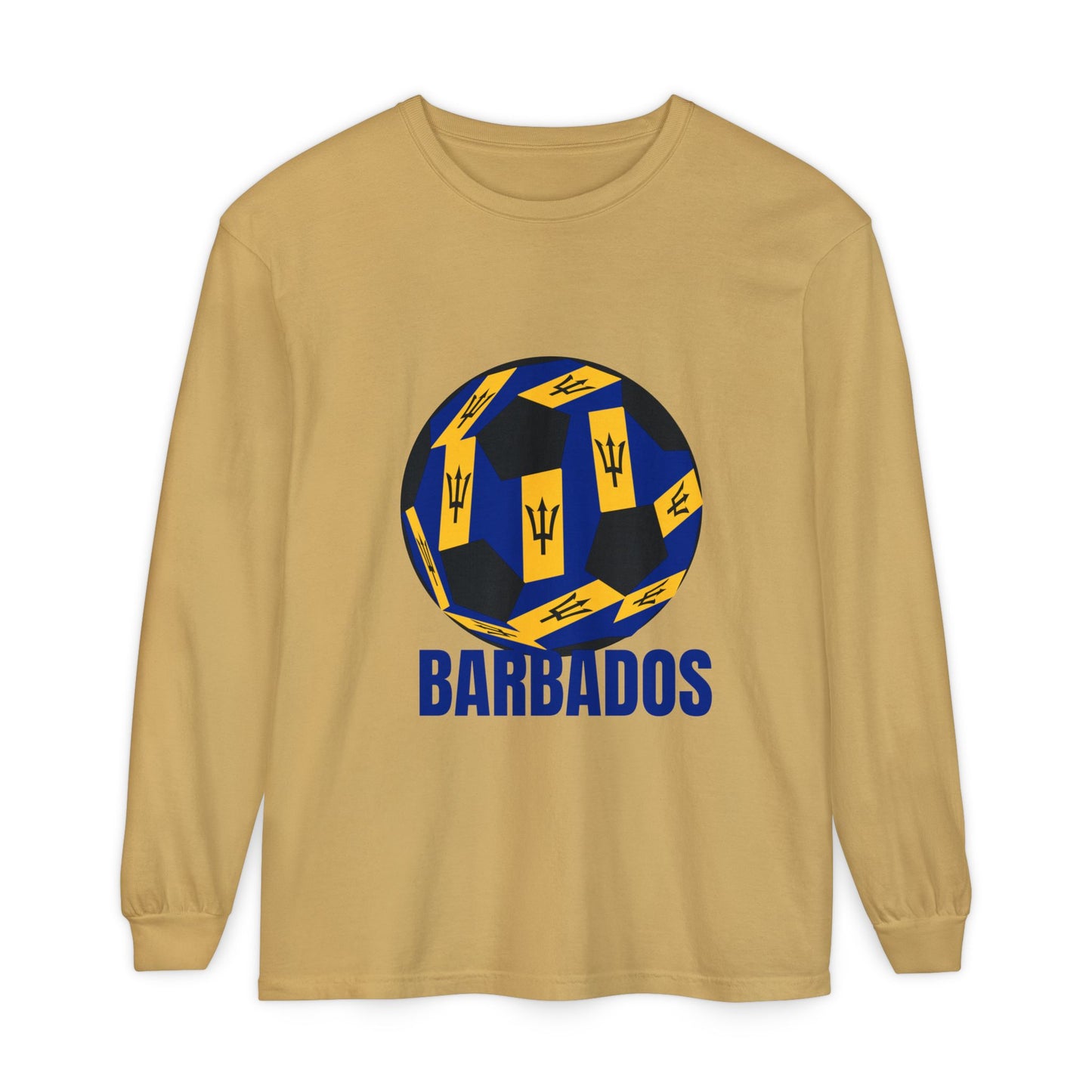 Barbados Fan Specialty Soccer Ball Design Long Sleeve Tee