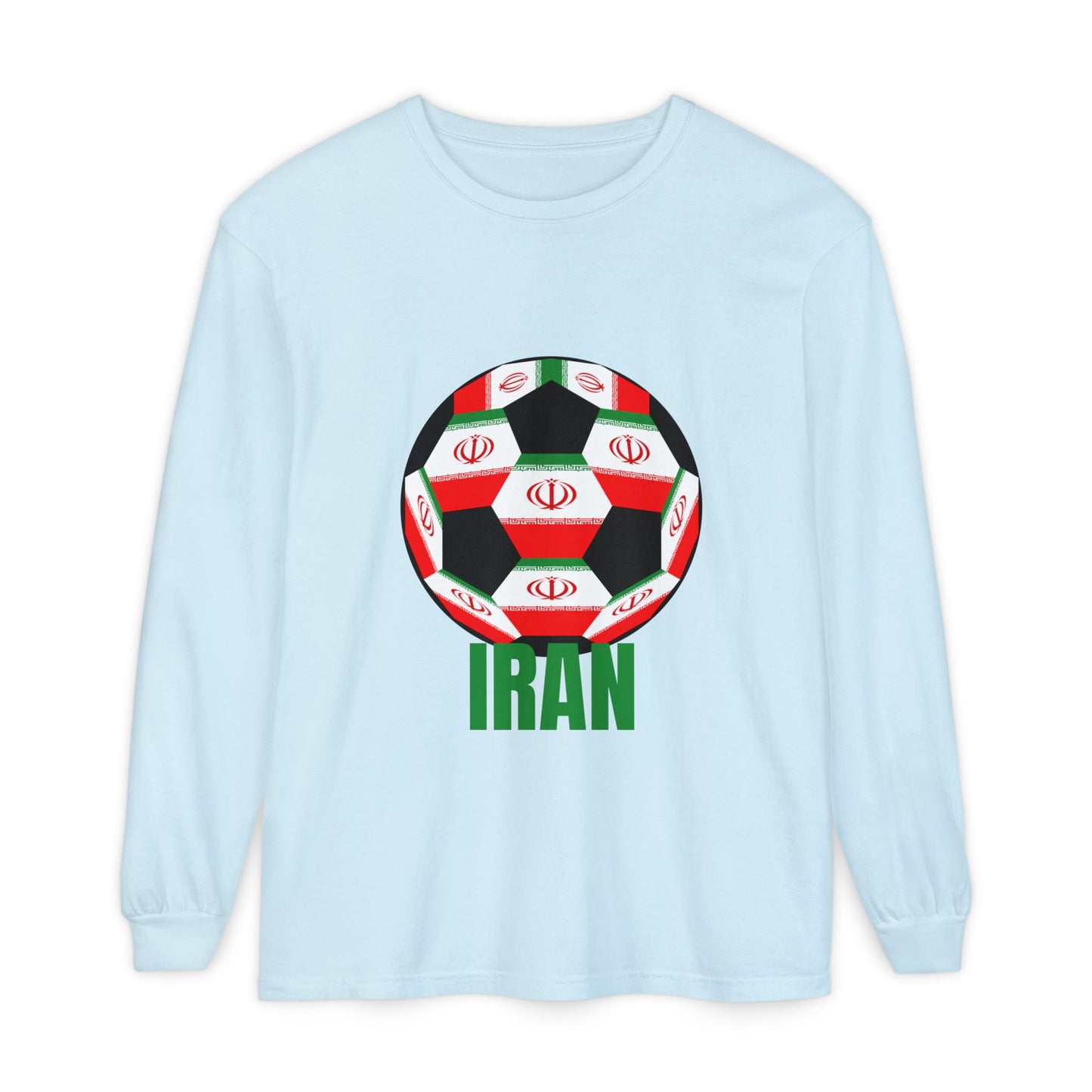 Iran Fan Specialty Soccer Ball Design Long Sleeve Tee
