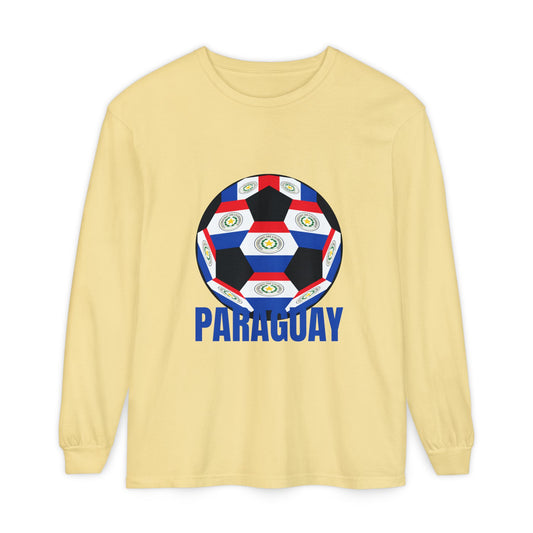 Paraguay Fan Specialty Soccer Ball Design Long Sleeve Shirt