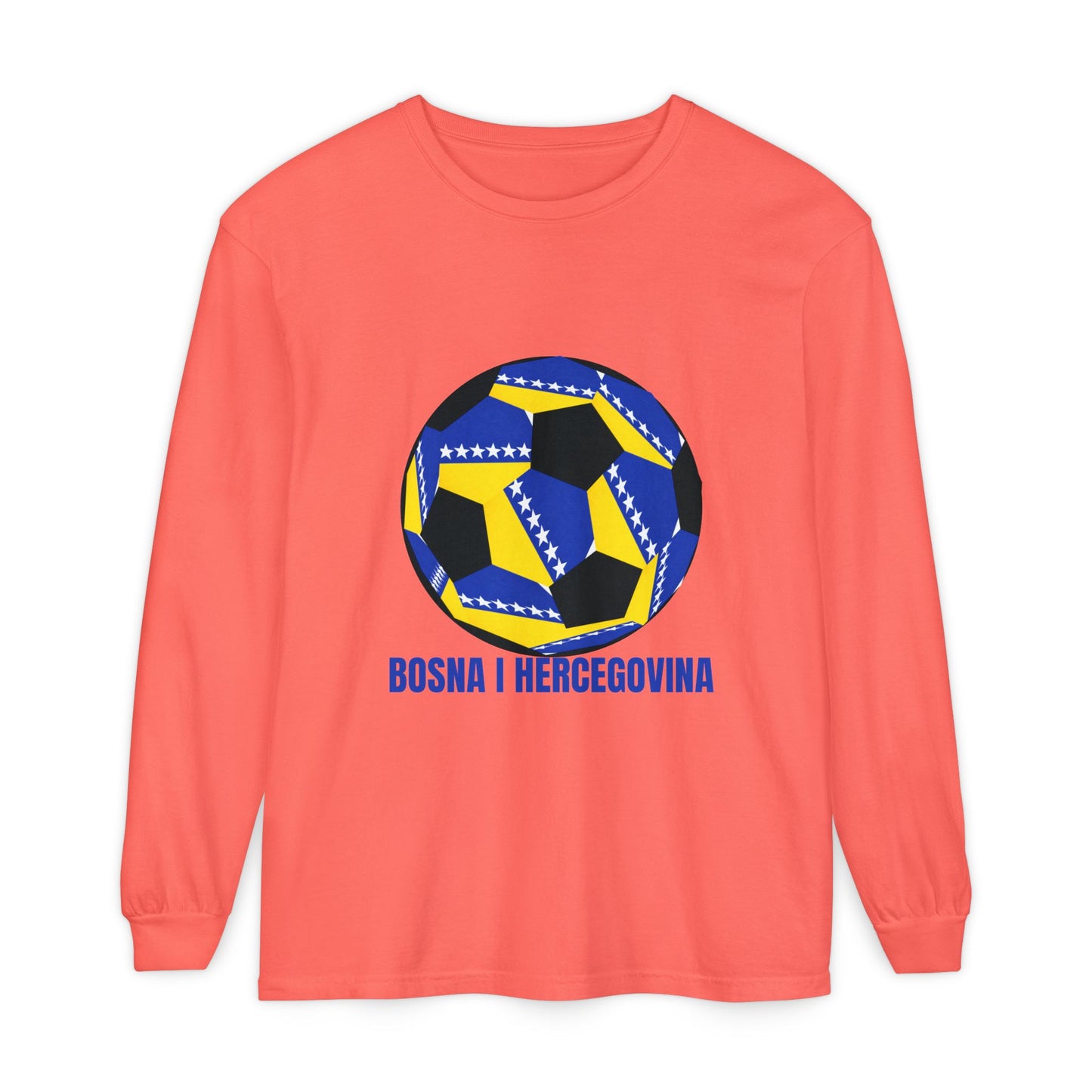 Bosnia Herzegovina Fan Specialty Soccer Ball Design Long Sleeve Tee