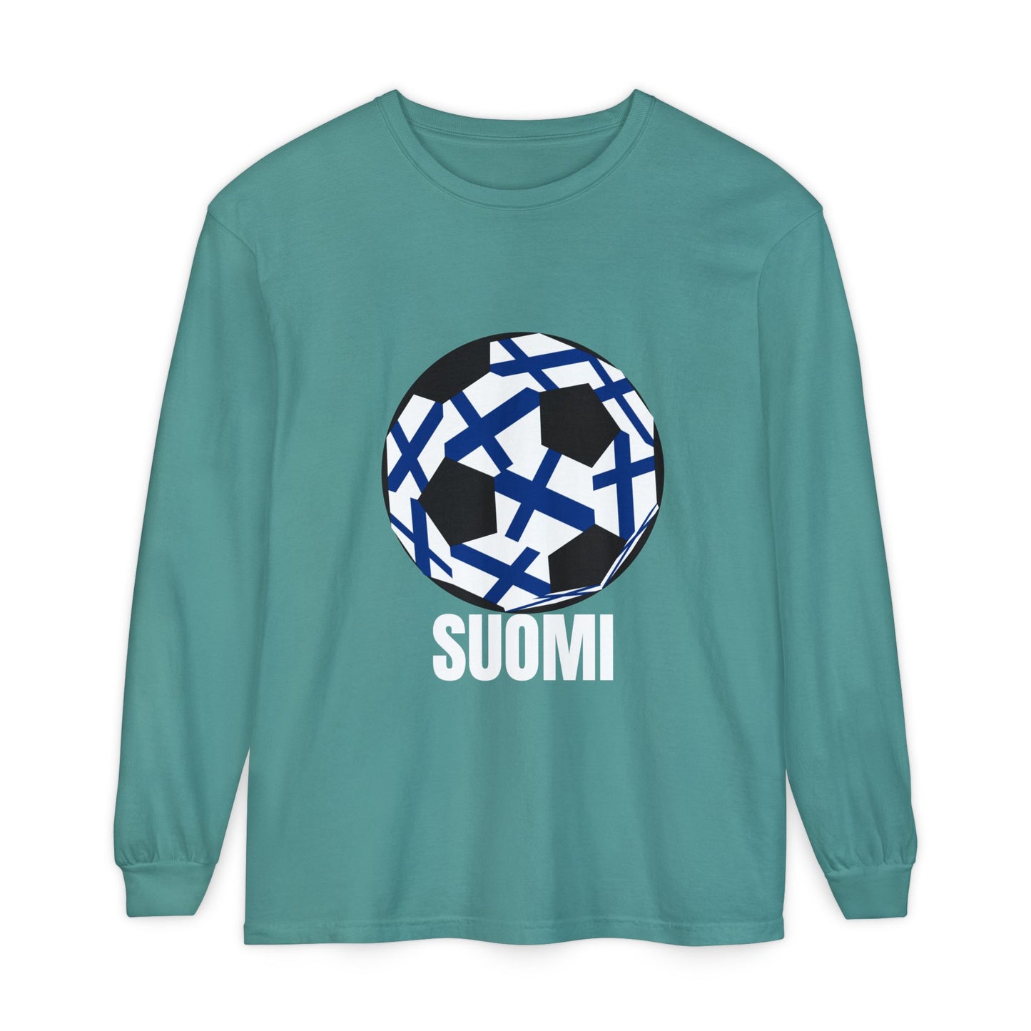 Suomi Fan Specialty Soccer Ball Design Long Sleeve Tee