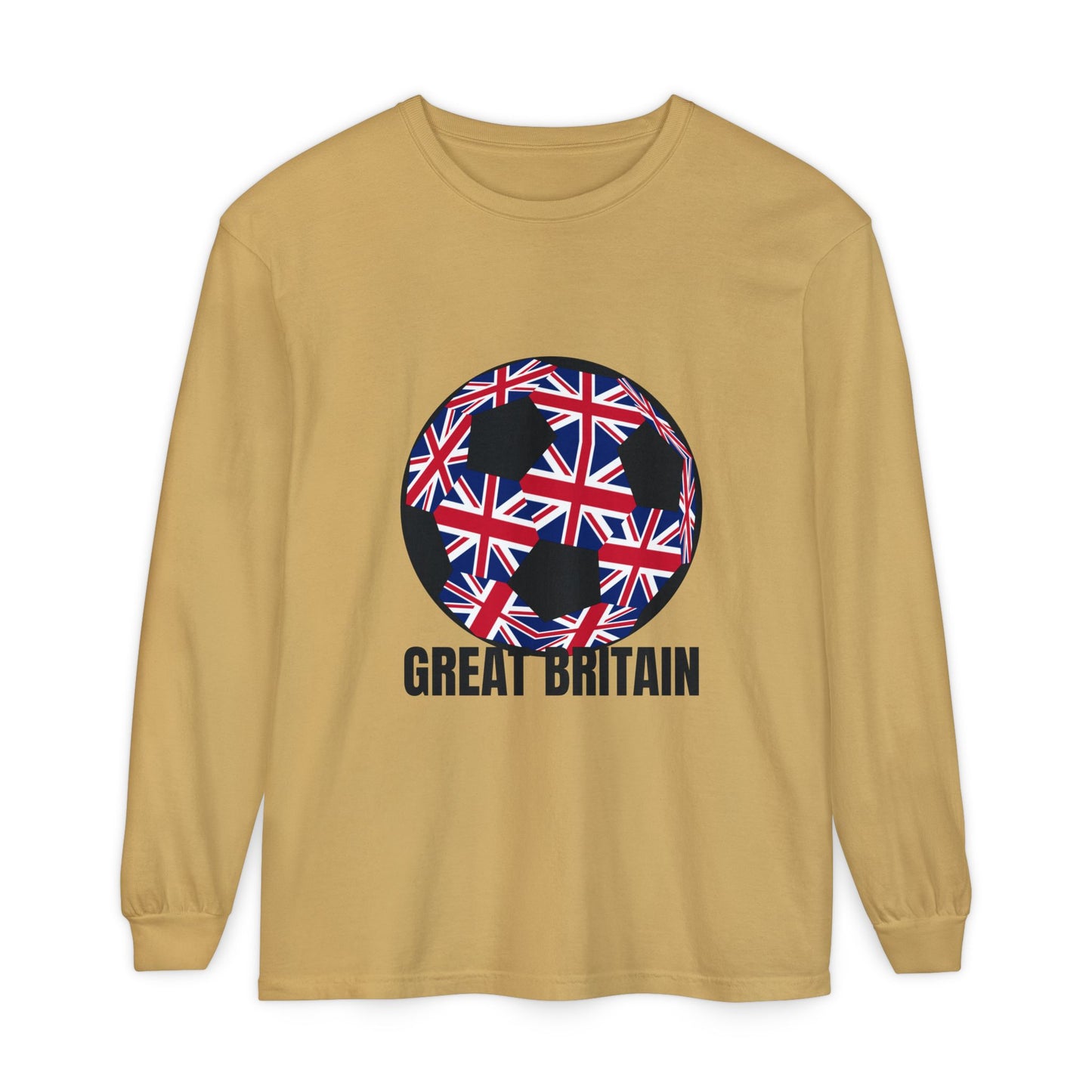 Great Britain Fan Specialty Soccer Ball Design Long Sleeve T-Shirt
