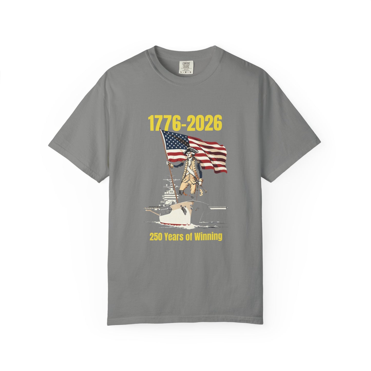 George Washington on an Aircraft Carrier with an American Flag T-shirt | 250 Years of Winning