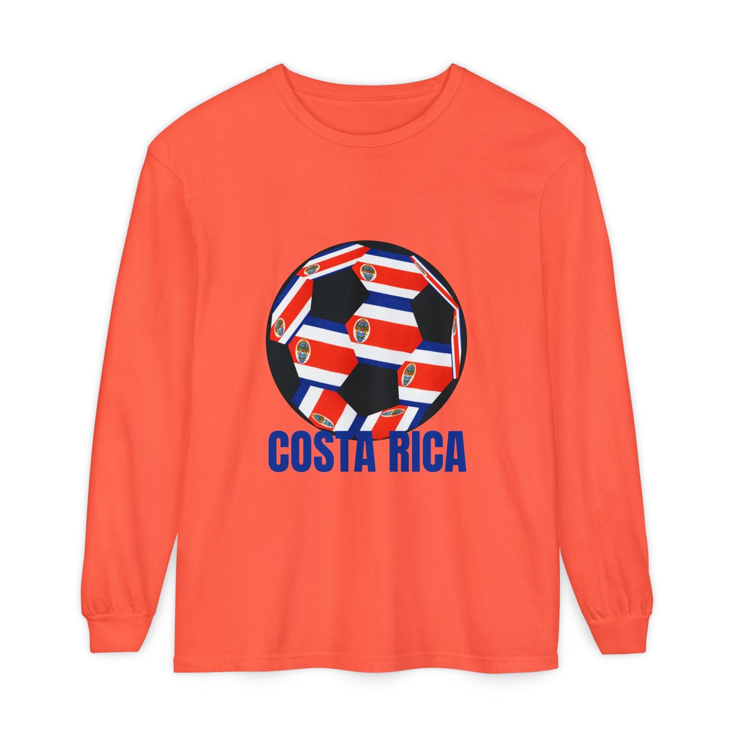 Costa Rica Fan Specialty Soccer Ball Design Long Sleeve T-Shirt