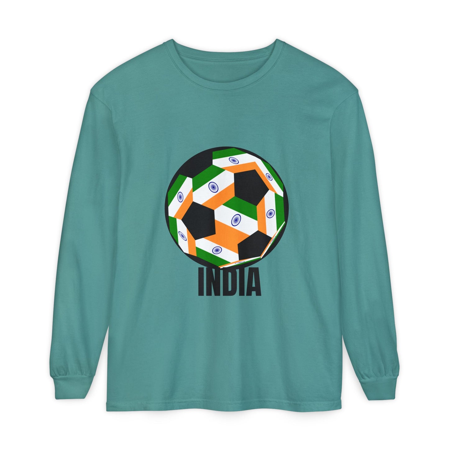 India Fan Specialty Soccer Ball Design Long Sleeve Tee
