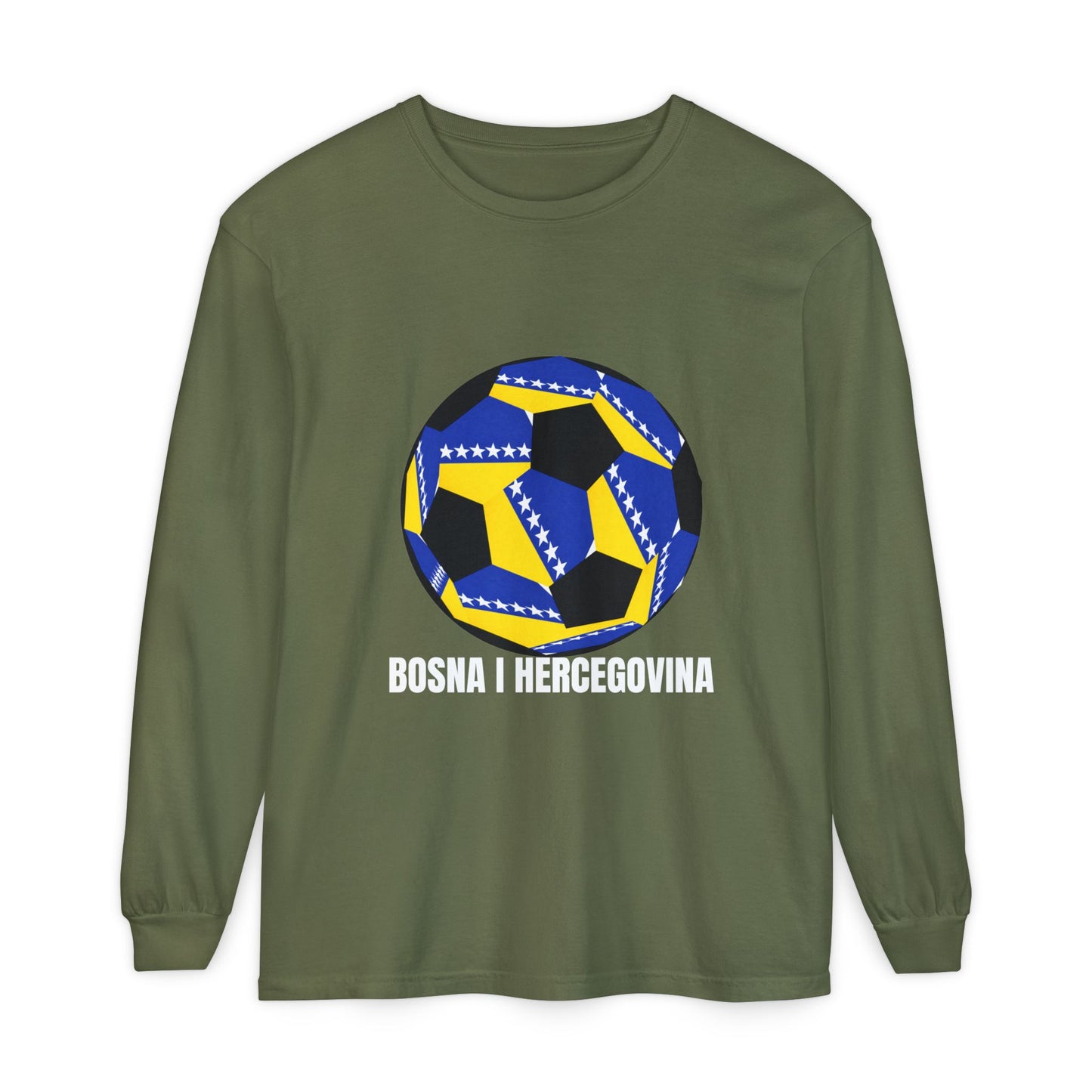 Bosnia Herzegovina Fan Specialty Soccer Ball Design  Long Sleeve Shirt