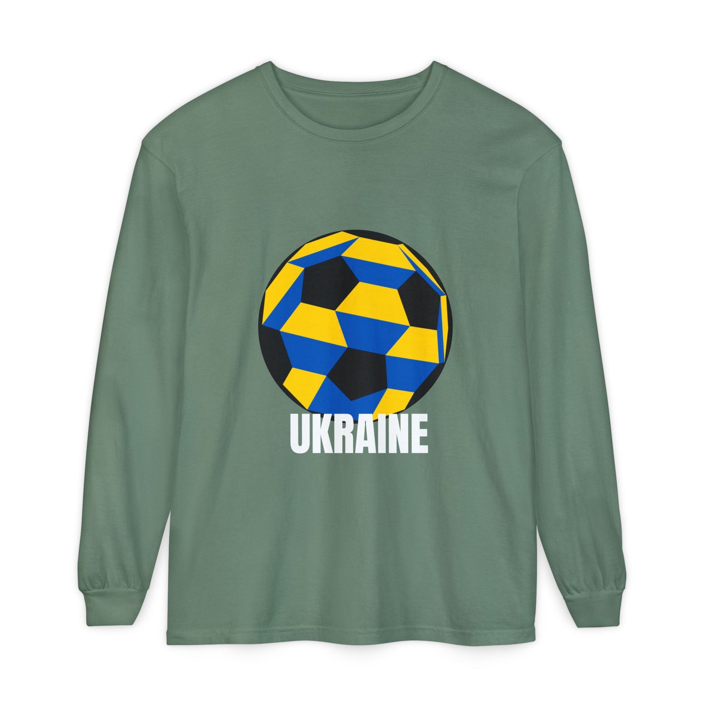 Ukraine Fan Specialty Soccer Ball Design  Long Sleeve Tee