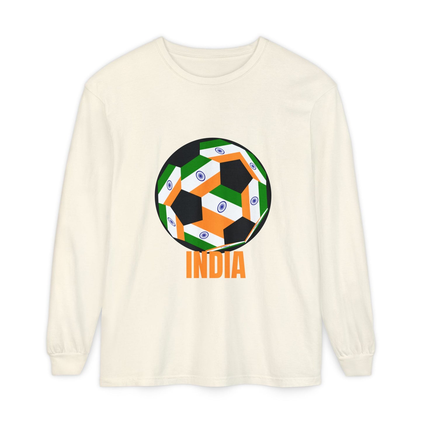 India Fan Specialty Soccer Ball Design Long Sleeve T-Shirt