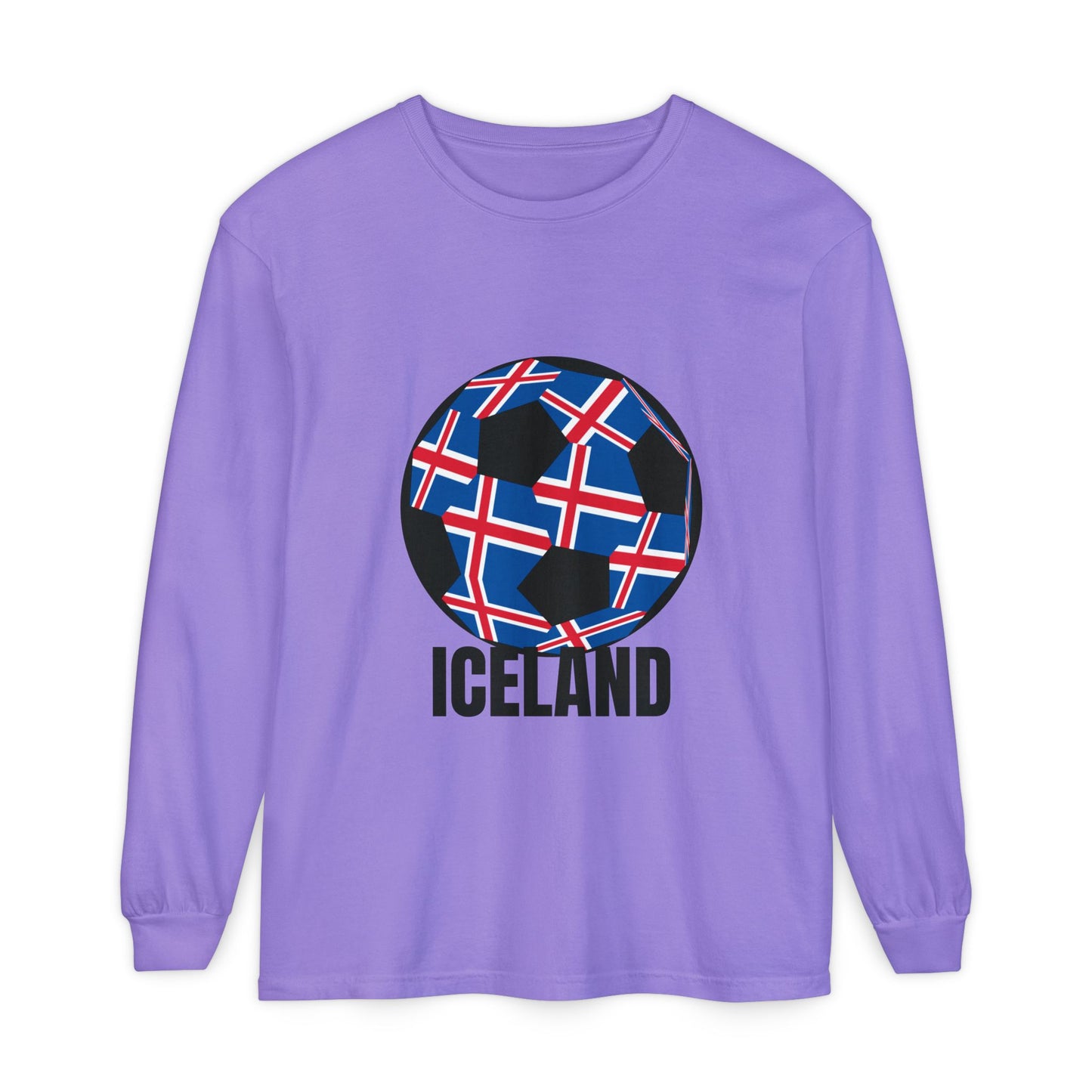 Iceland Fan Specialty Soccer Ball Design Long Sleeve Tee