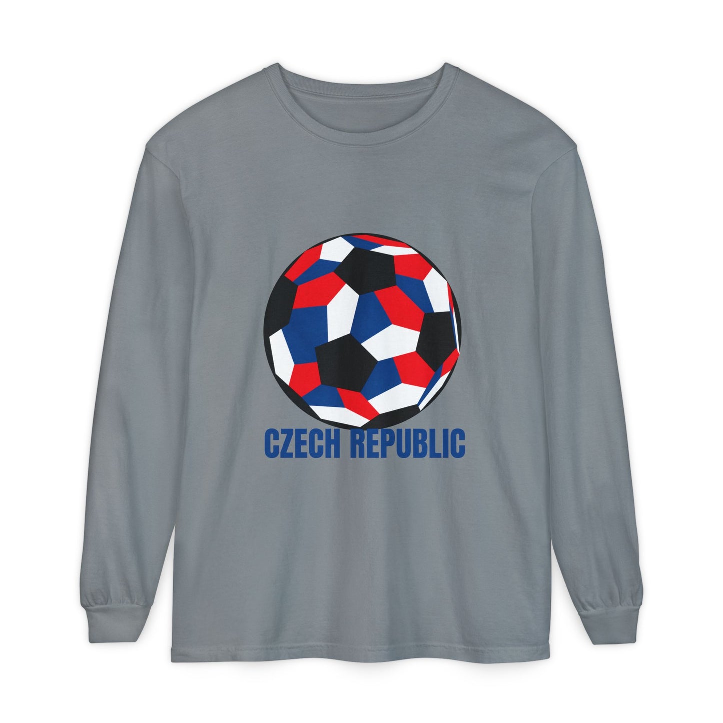Czech Republic Fan Specialty Soccer Ball Design Long Sleeve T-Shirt