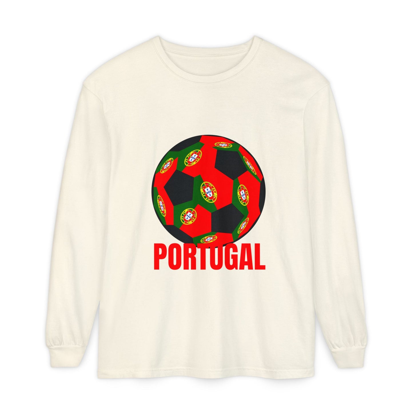 Portugal Fan Specialty Soccer Ball Design Long Sleeve Tee