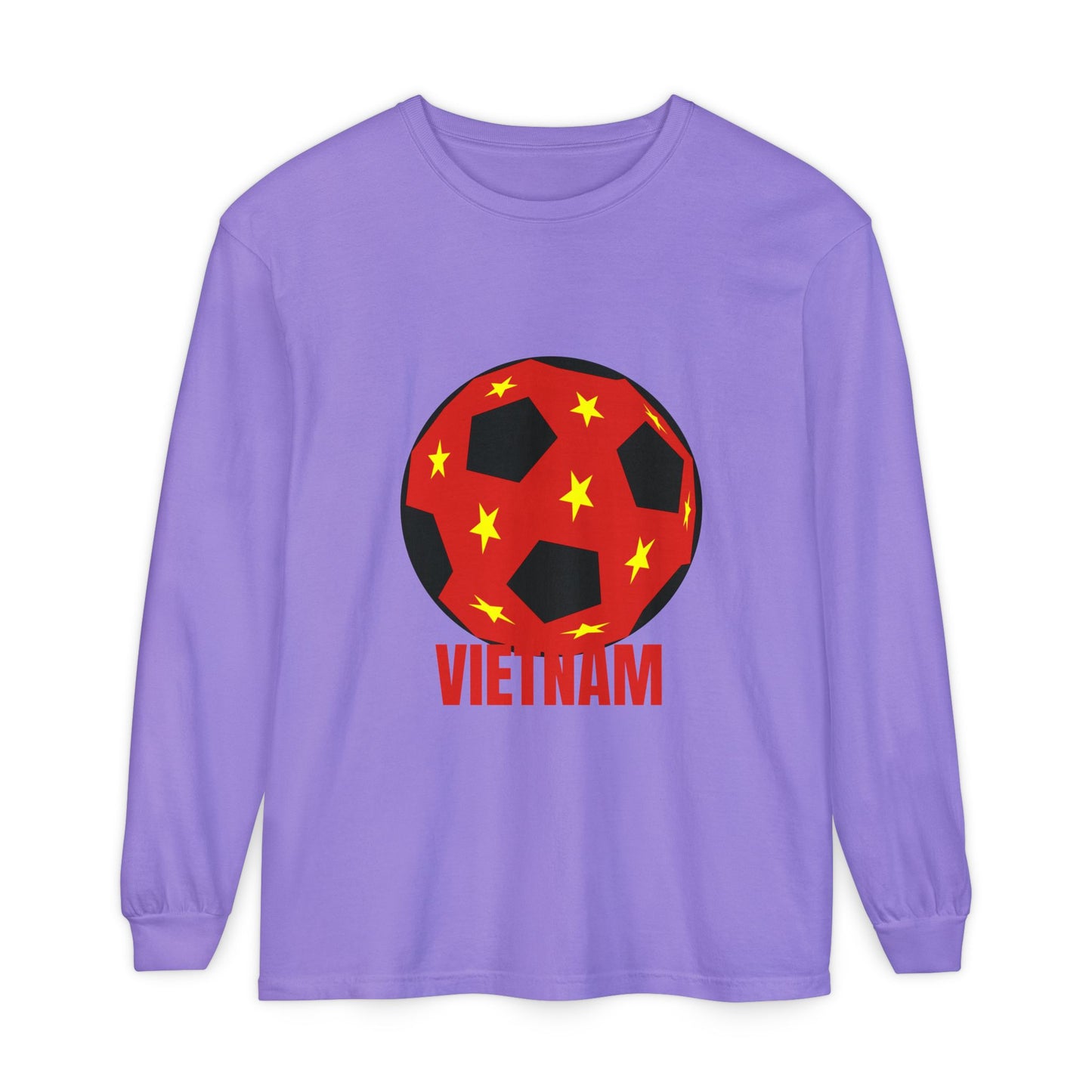 Vietnam Fan Specialty Soccer Ball Design Long Sleeve Tee Red Text
