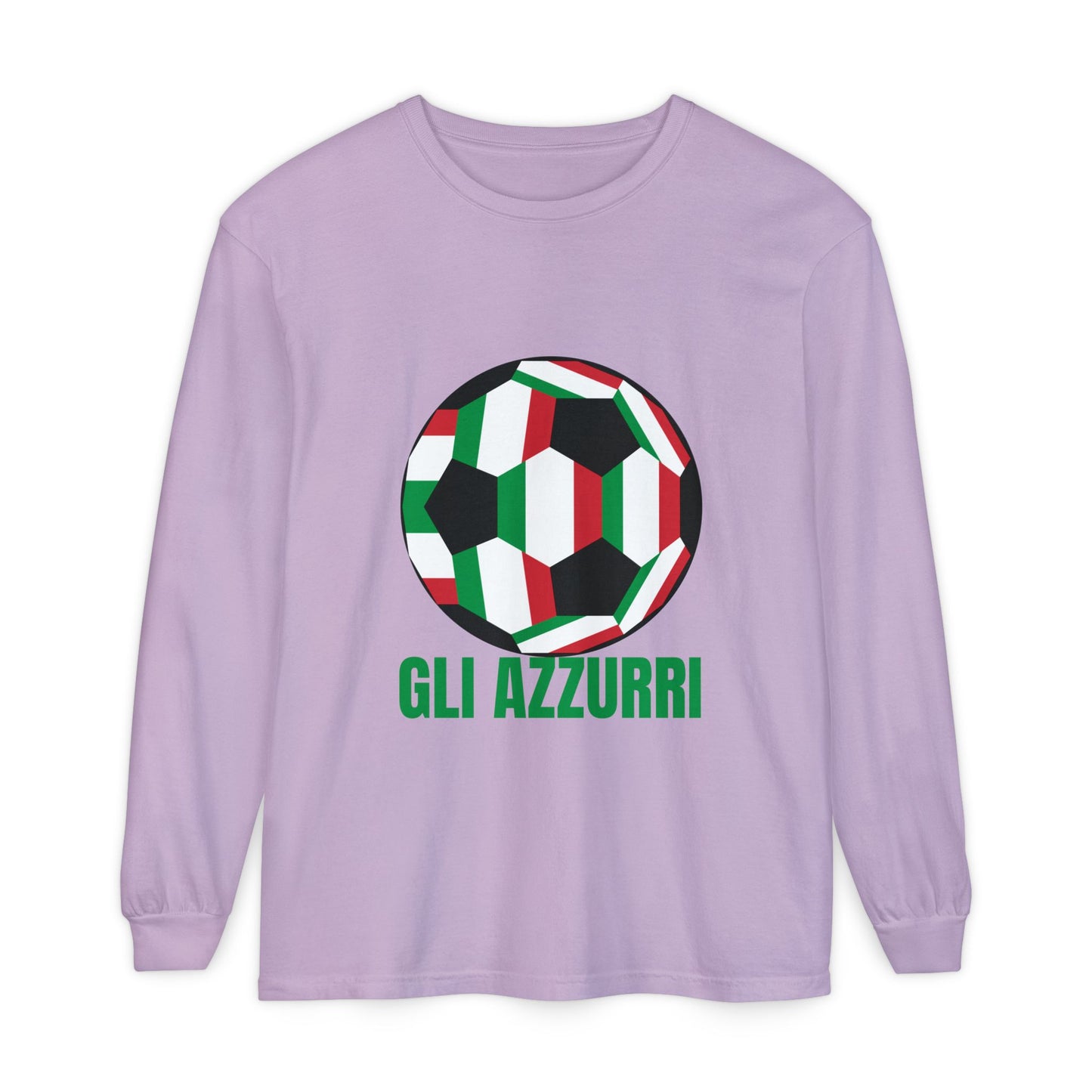 Gli Azzurri Fan Specialty Soccer Ball Design Long Sleeve Tee